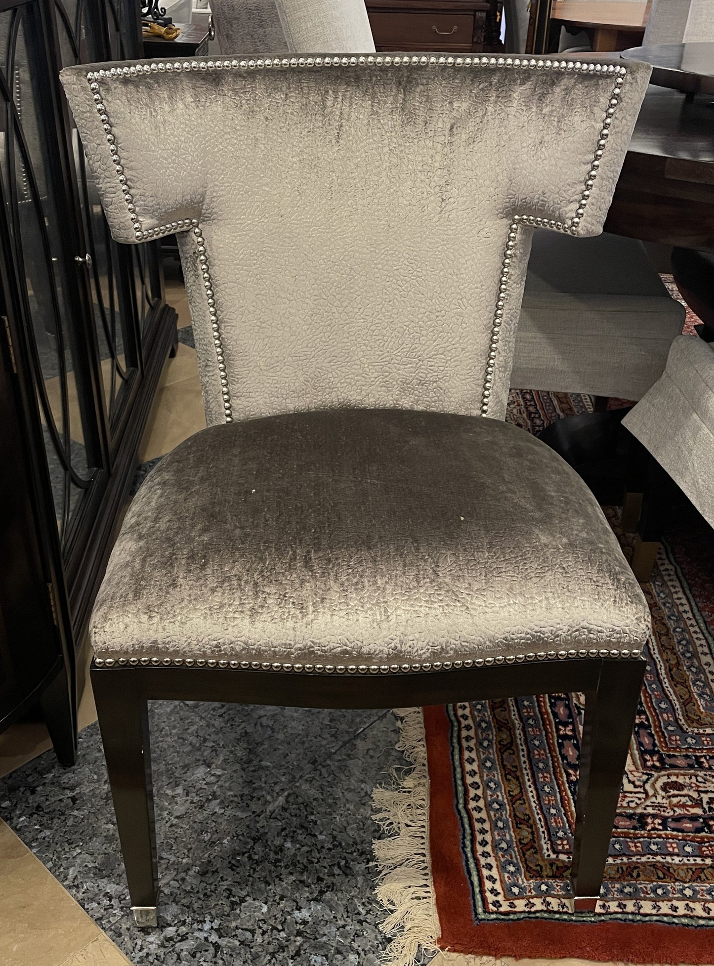 Set of 8 Marge Carson Klismos Style Dining Chairs in Velvet (0N4005)