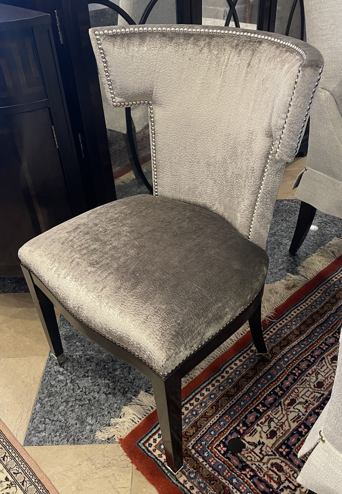 Set of 8 Marge Carson Klismos Style Dining Chairs in Velvet (0N4005)