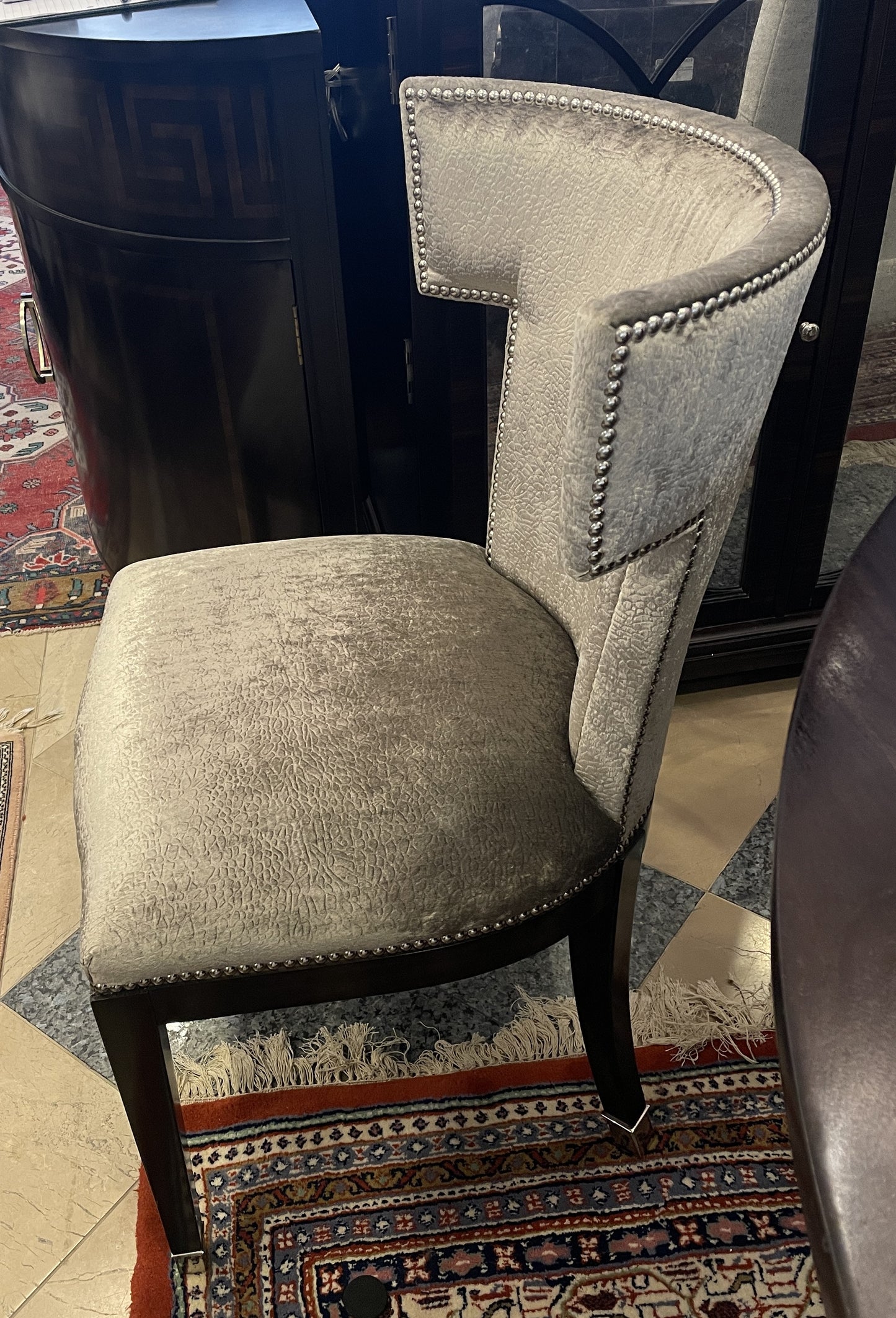 Set of 8 Marge Carson Klismos Style Dining Chairs in Velvet (0N4005)