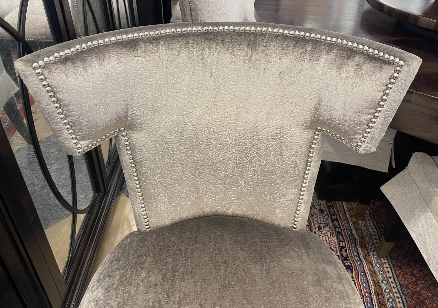 Set of 8 Marge Carson Klismos Style Dining Chairs in Velvet (0N4005)