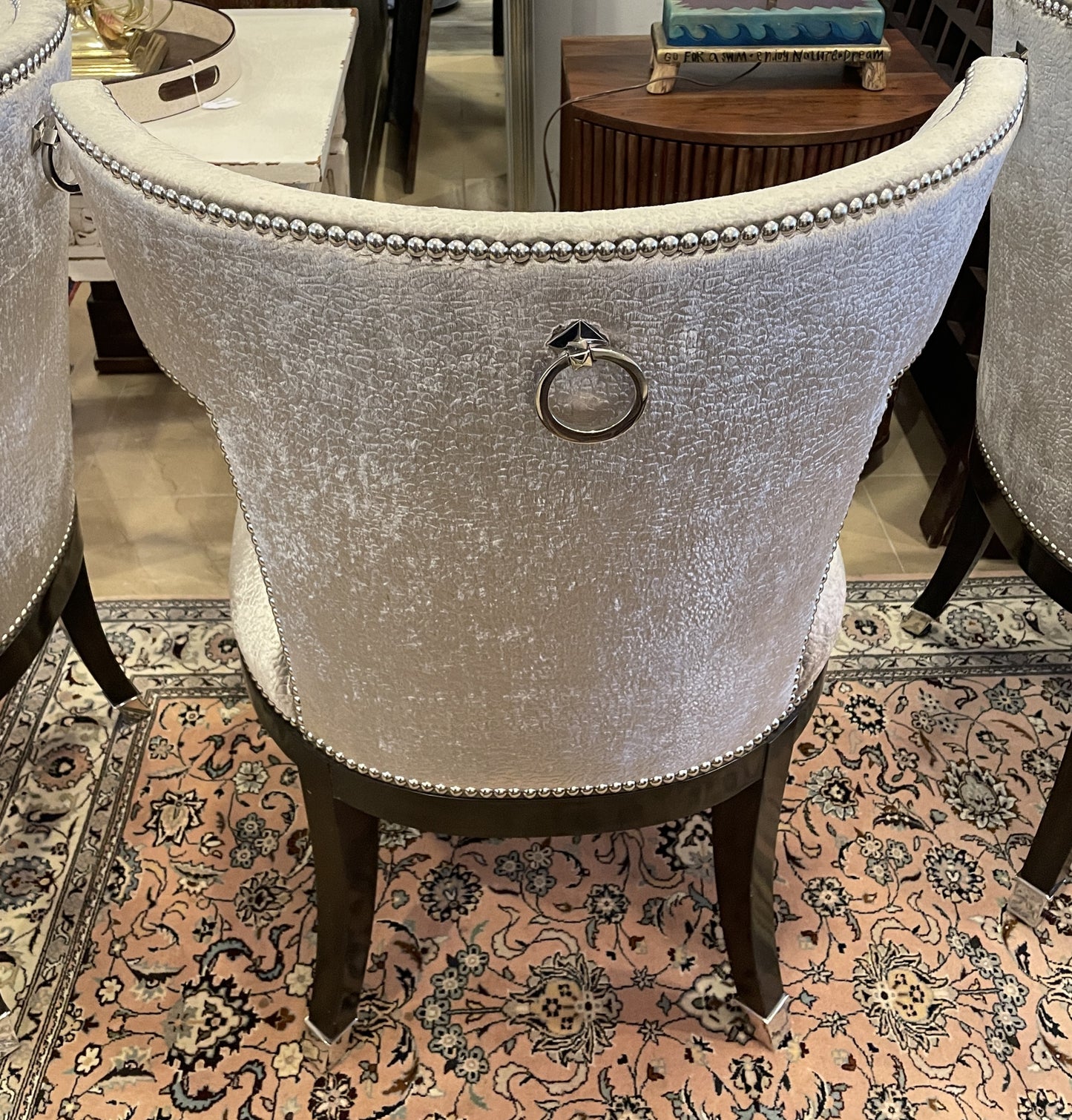 Set of 8 Marge Carson Klismos Style Dining Chairs in Velvet (0N4005)