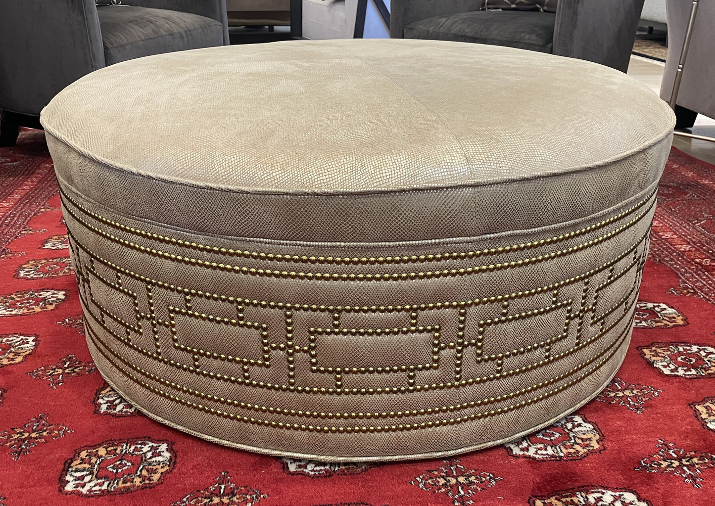 Marge Carson Style Gold Round Ottoman (0N4006)