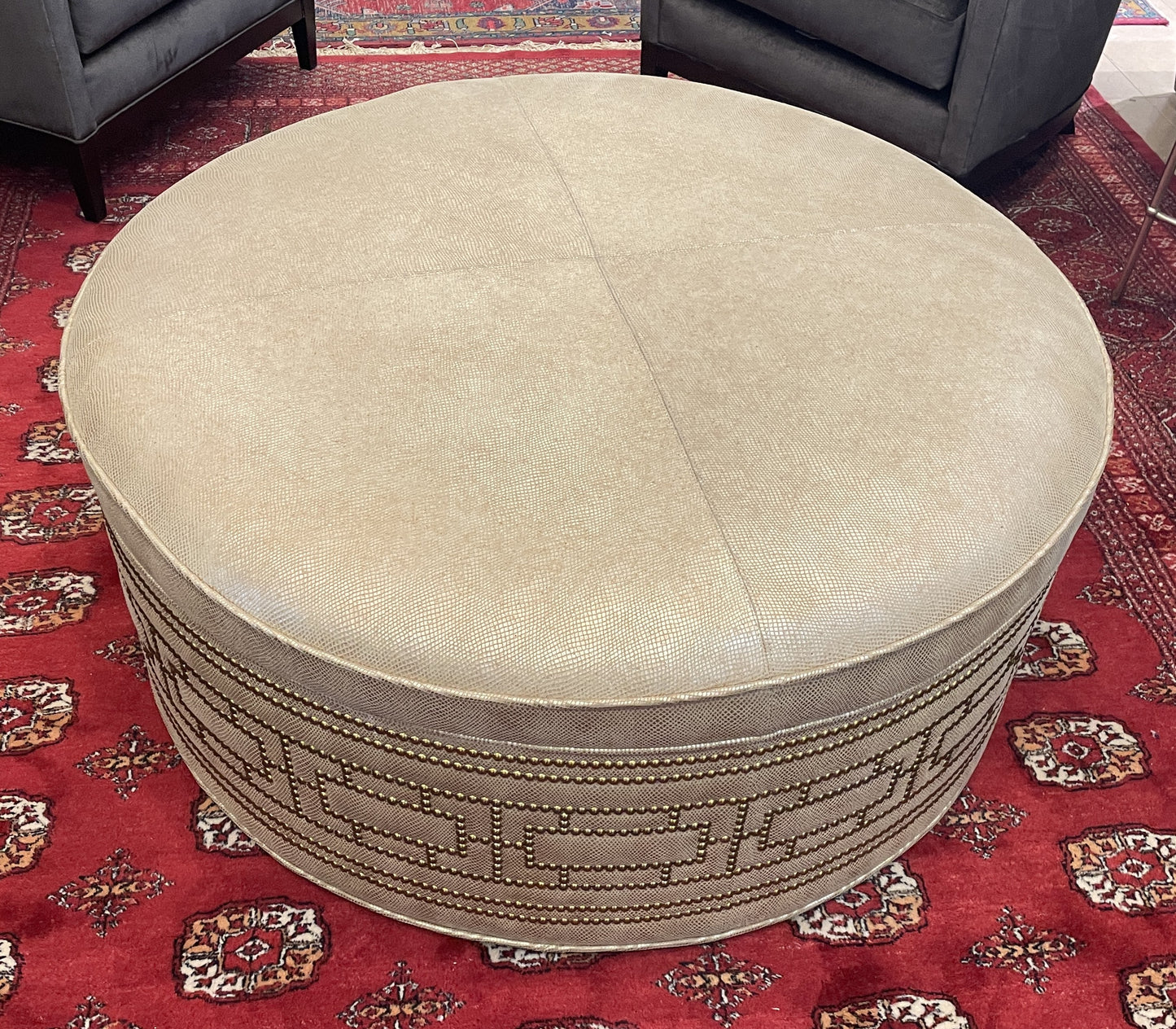 Marge Carson Style Gold Round Ottoman (0N4006)