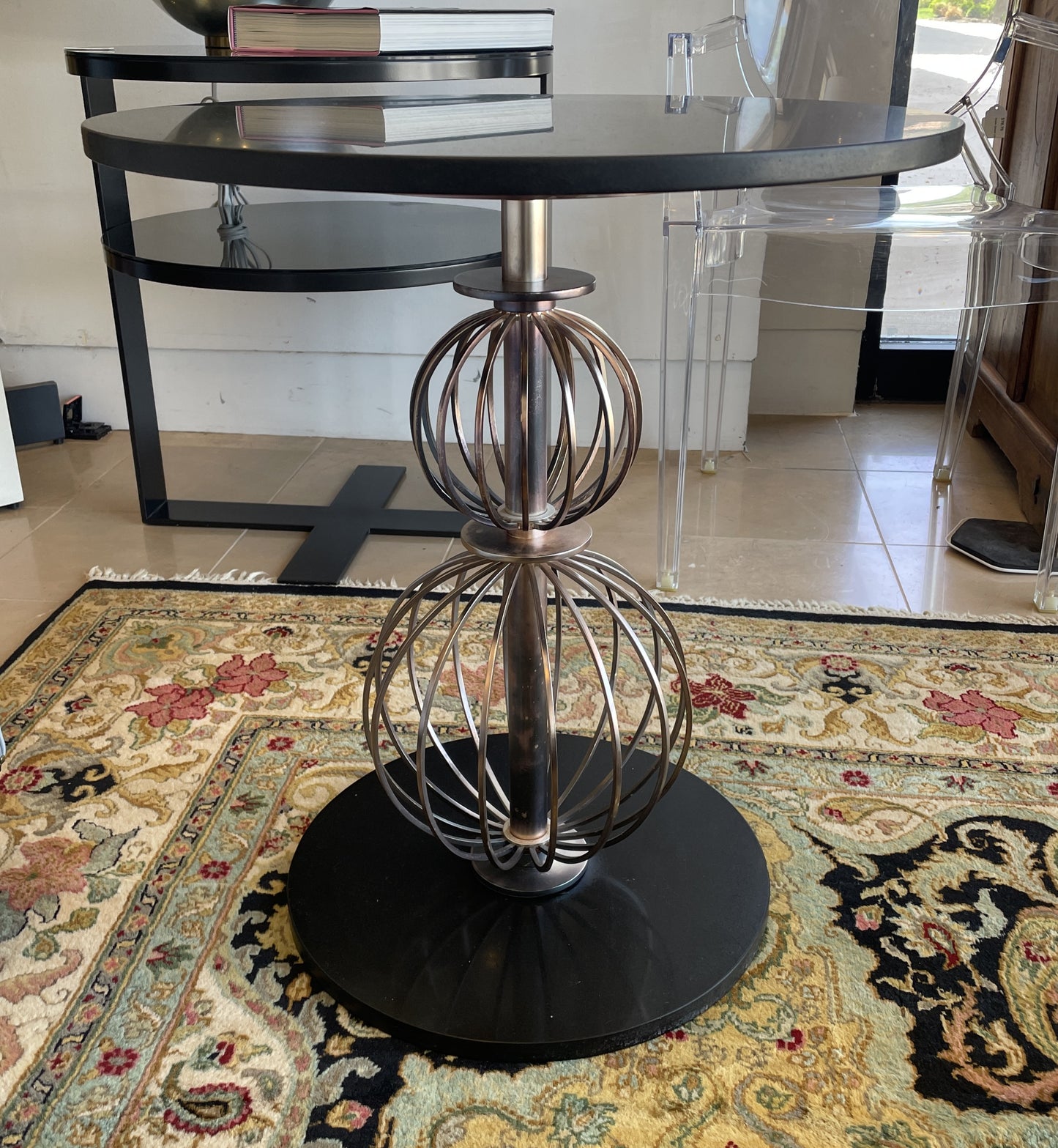 Barbara Barry "Pool Noodle" Metal and Marble End Table (0N4007)