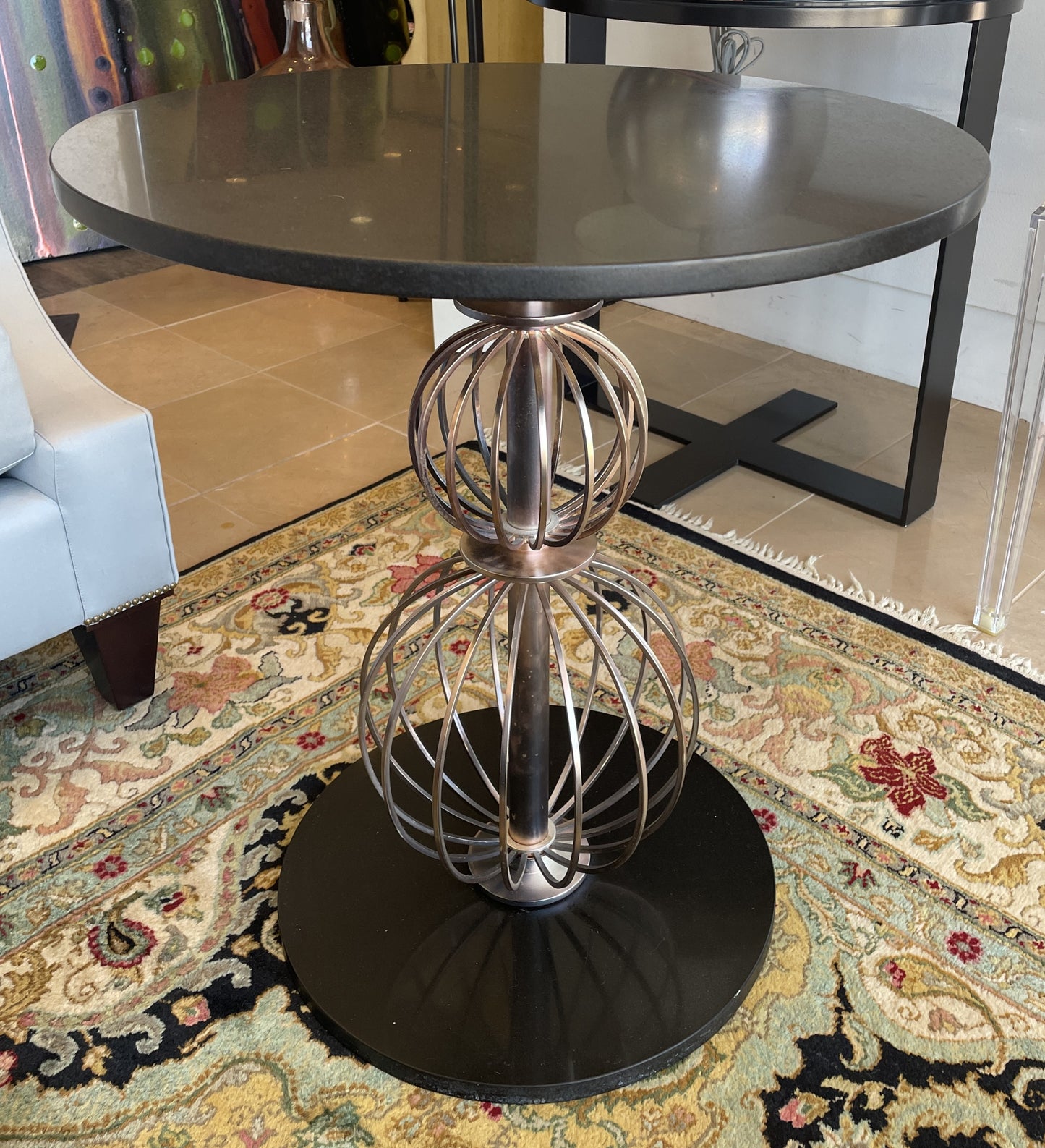Barbara Barry "Pool Noodle" Metal and Marble End Table (0N4007)