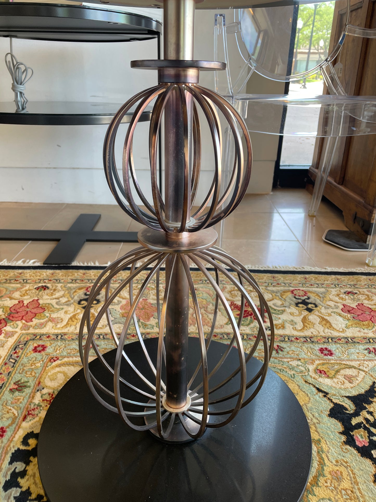 Barbara Barry "Pool Noodle" Metal and Marble End Table (0N4007)