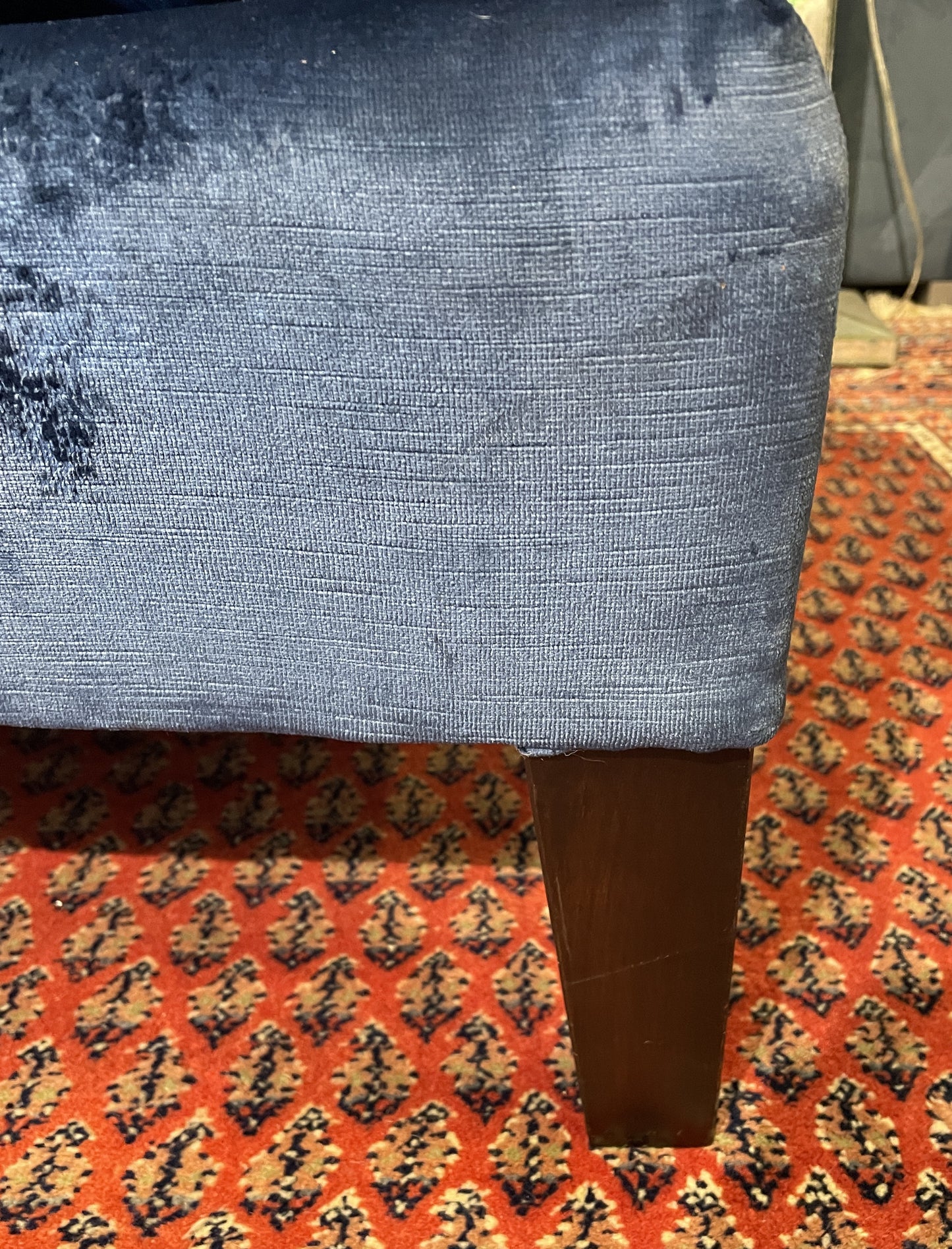 Henredon Custom Blue Velvet Oversized Arm Chair, AS IS (Two available 0N400C and 0N400D)