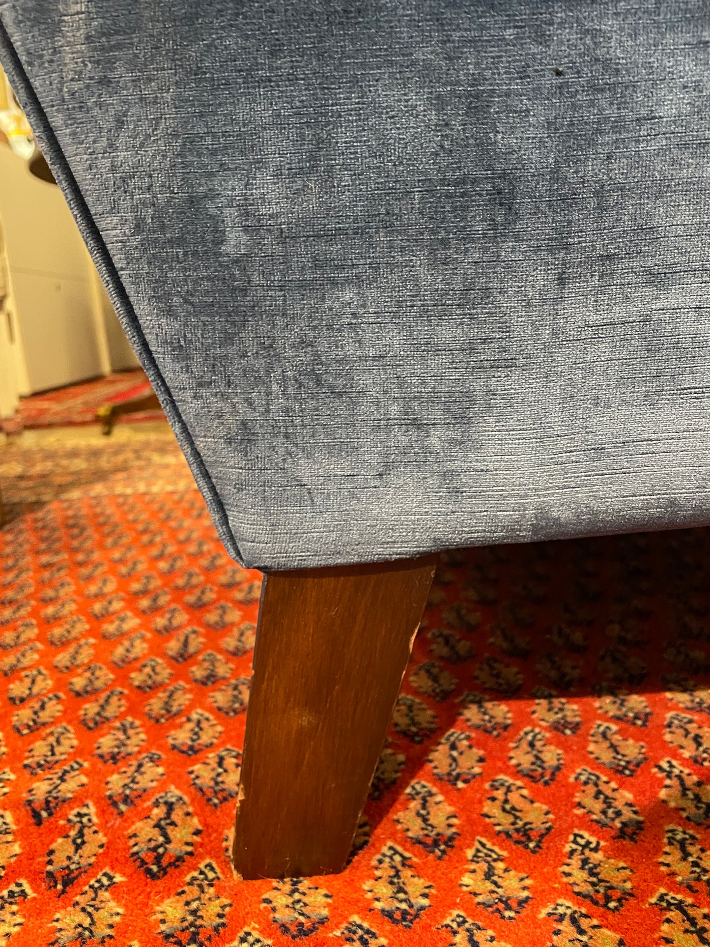 Henredon Custom Blue Velvet Oversized Arm Chair, AS IS (Two available 0N400C and 0N400D)