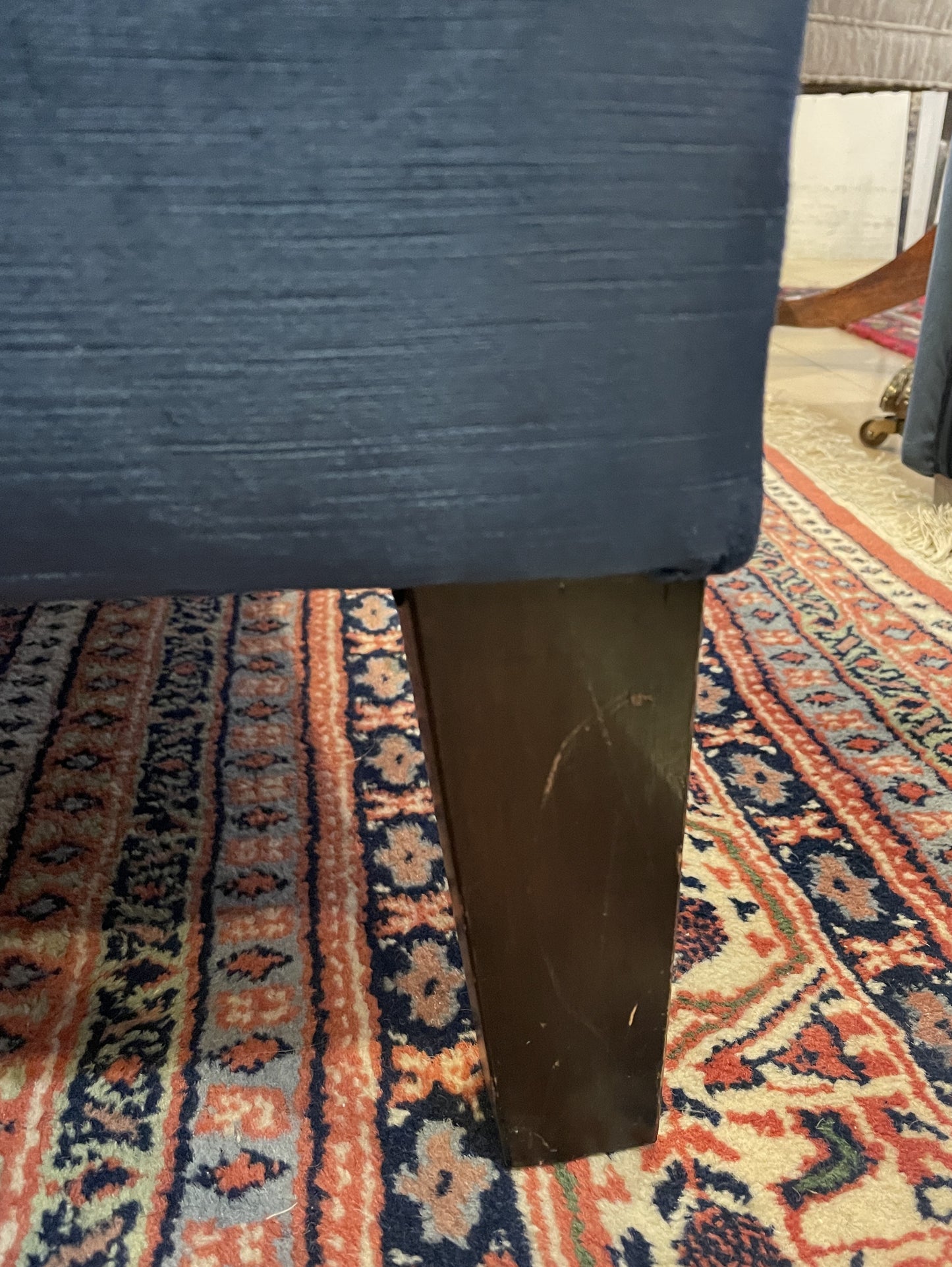 Henredon Custom Blue Velvet Oversized Arm Chair, AS IS (Two available 0N400C and 0N400D)