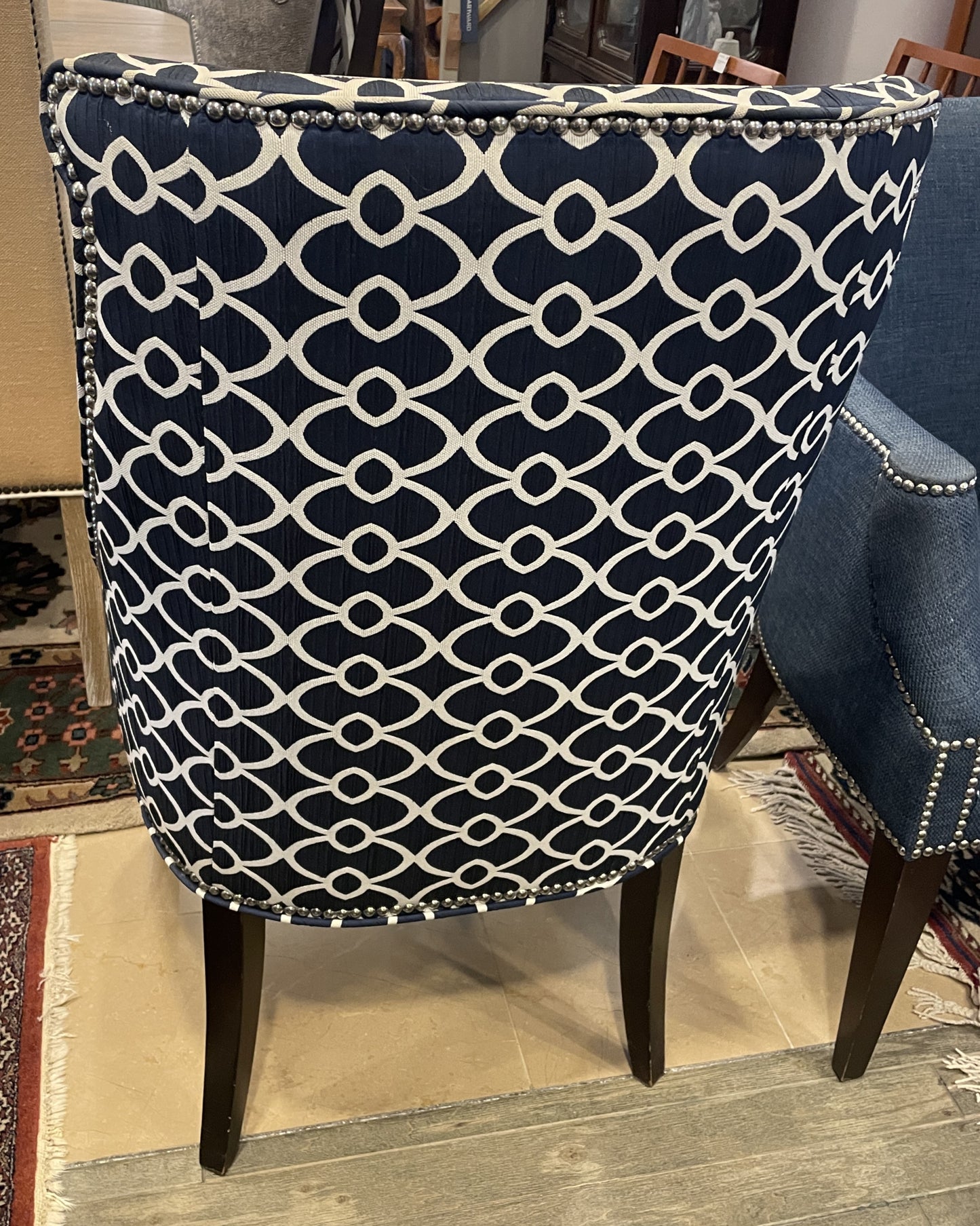 Century Primary Dining Chairs in Blue and White, a pair AS IS (0N400I)