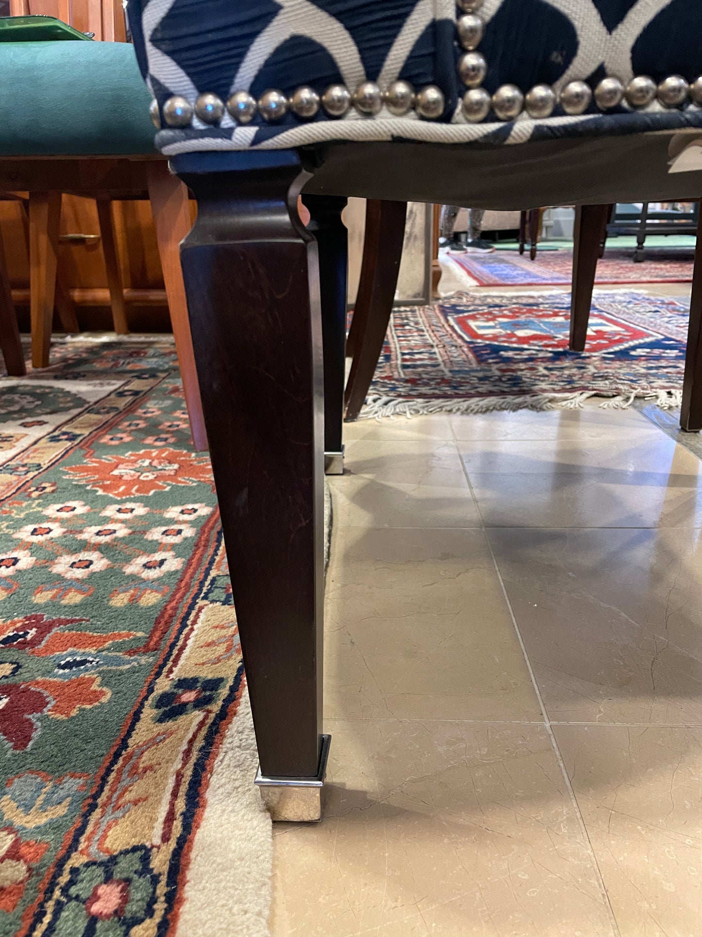 Century Primary Dining Chairs in Blue and White, a pair AS IS (0N400I)