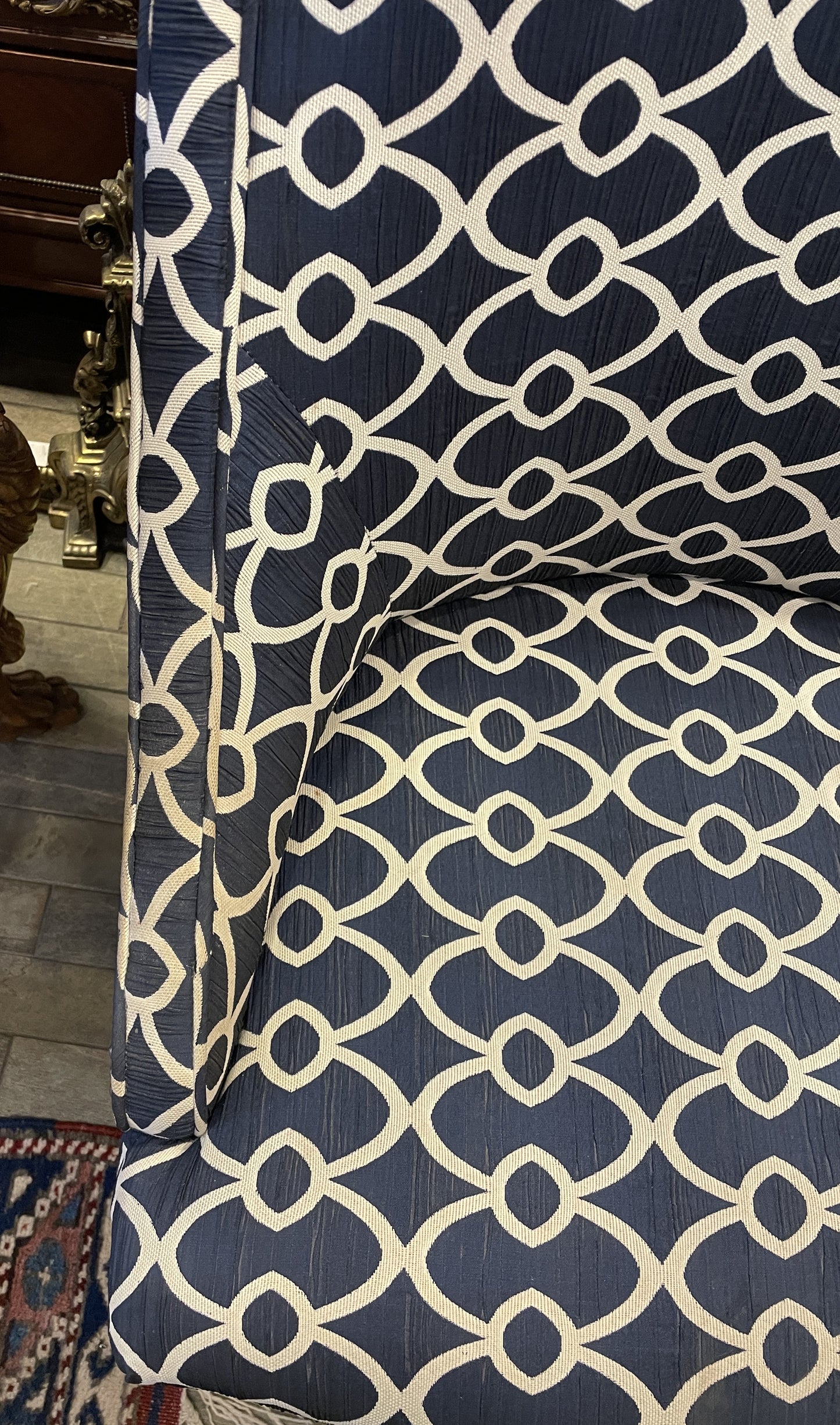 Century Primary Dining Chairs in Blue and White, a pair AS IS (0N400I)