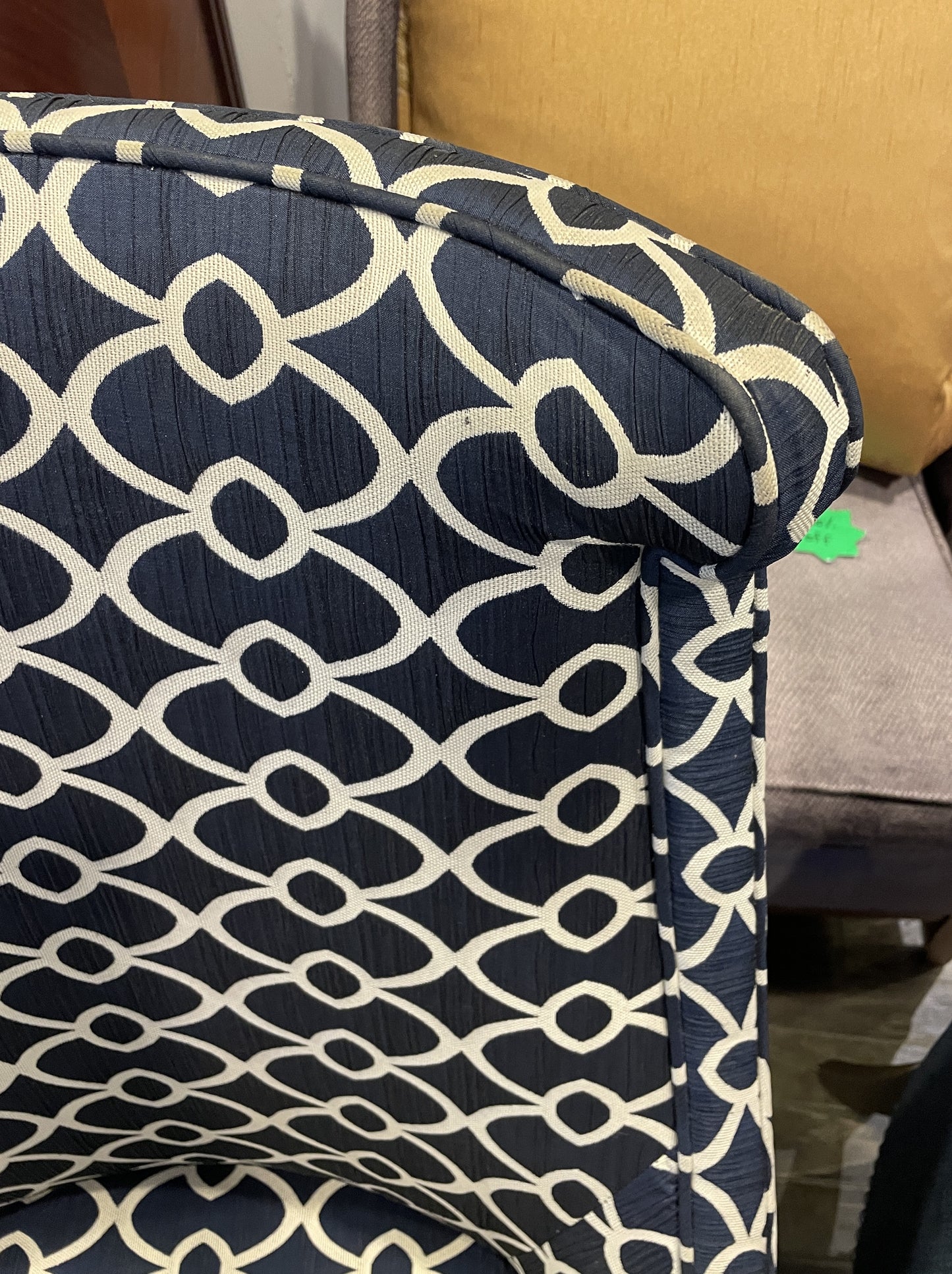 Century Primary Dining Chairs in Blue and White, a pair AS IS (0N400I)