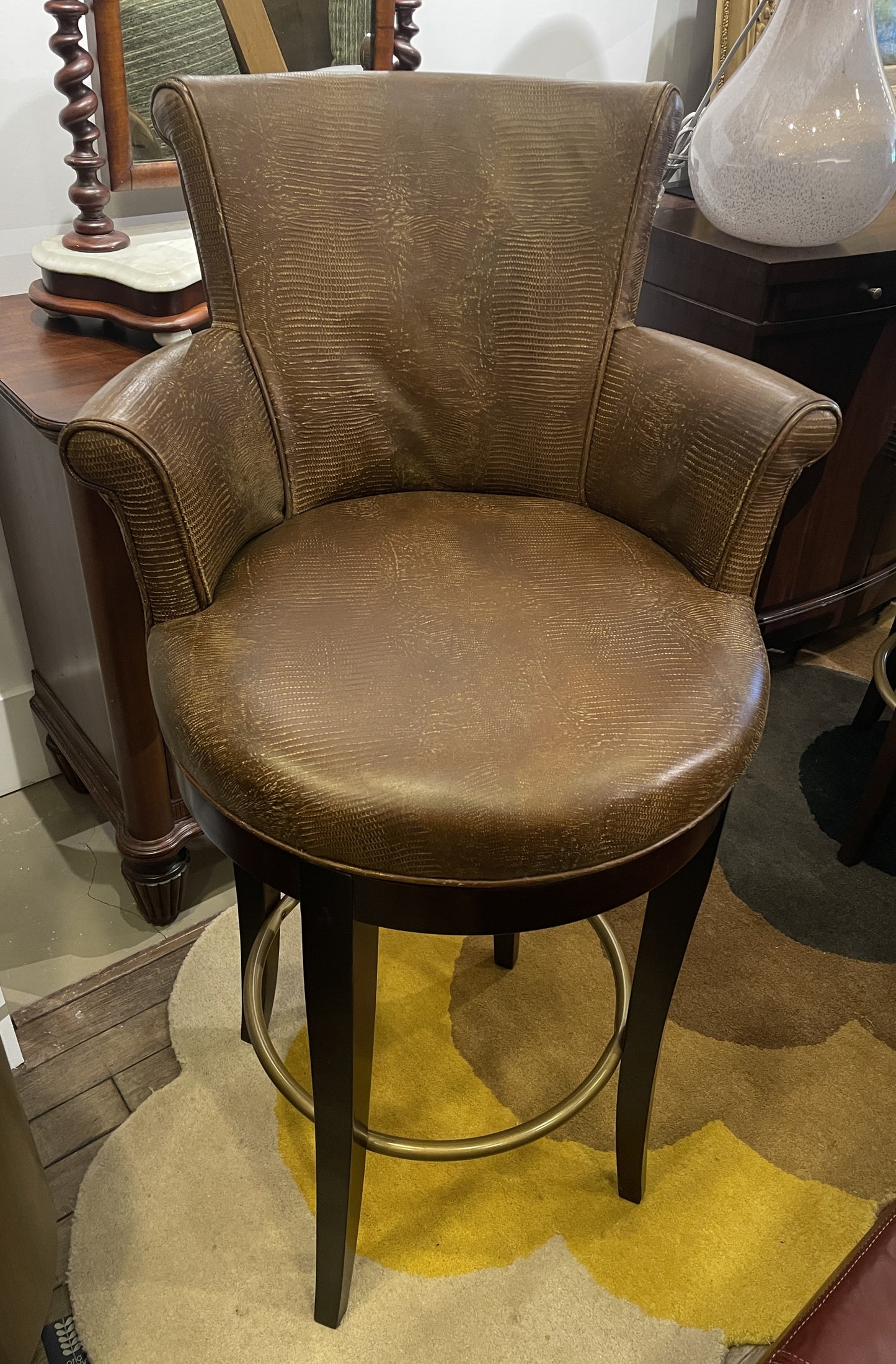 Century Leather Scroll Swivel Barstool (Five available 0N400J)