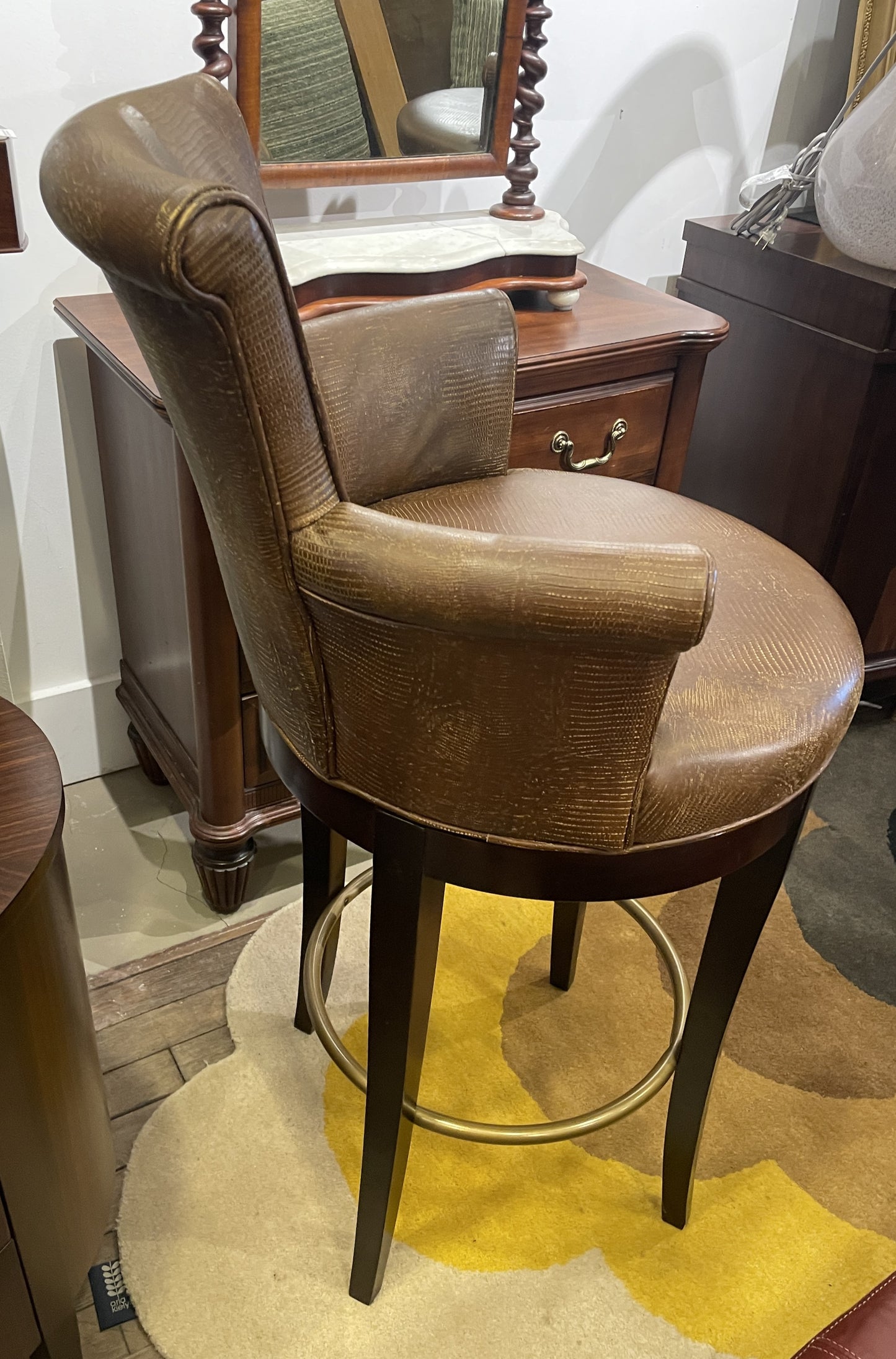 Century Leather Scroll Swivel Barstool (Five available 0N400J)