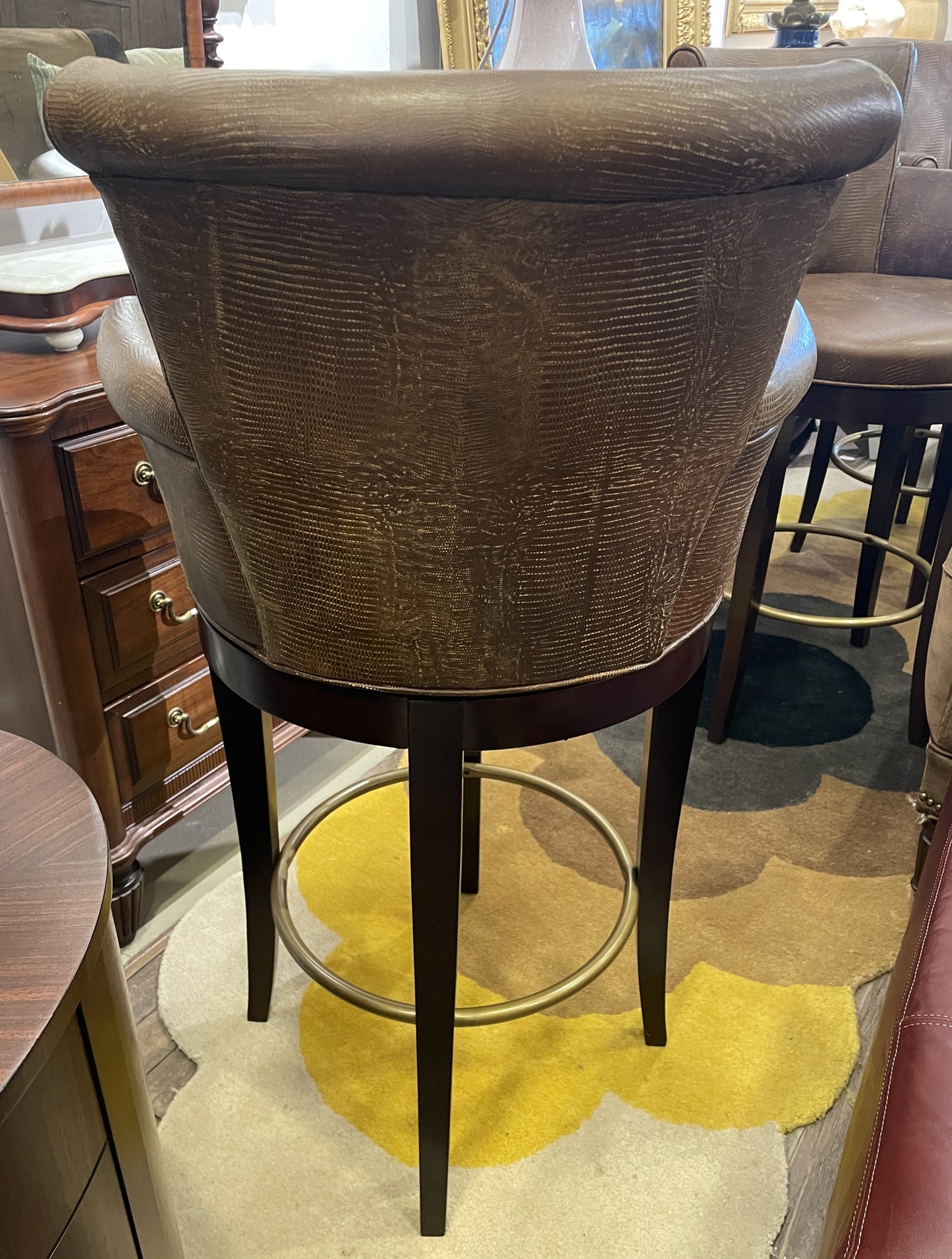 Century Leather Scroll Swivel Barstool (Five available 0N400J)