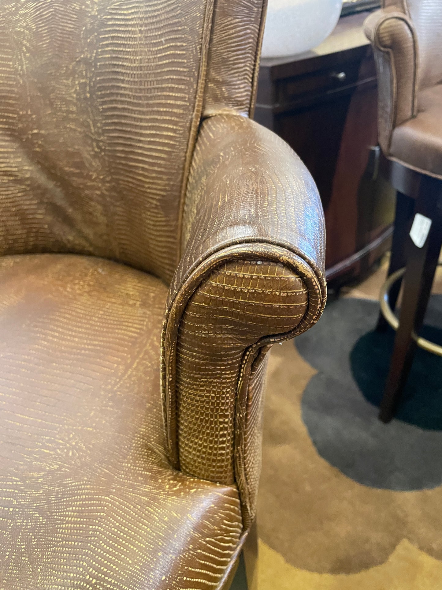 Century Leather Scroll Swivel Barstool (Five available 0N400J)