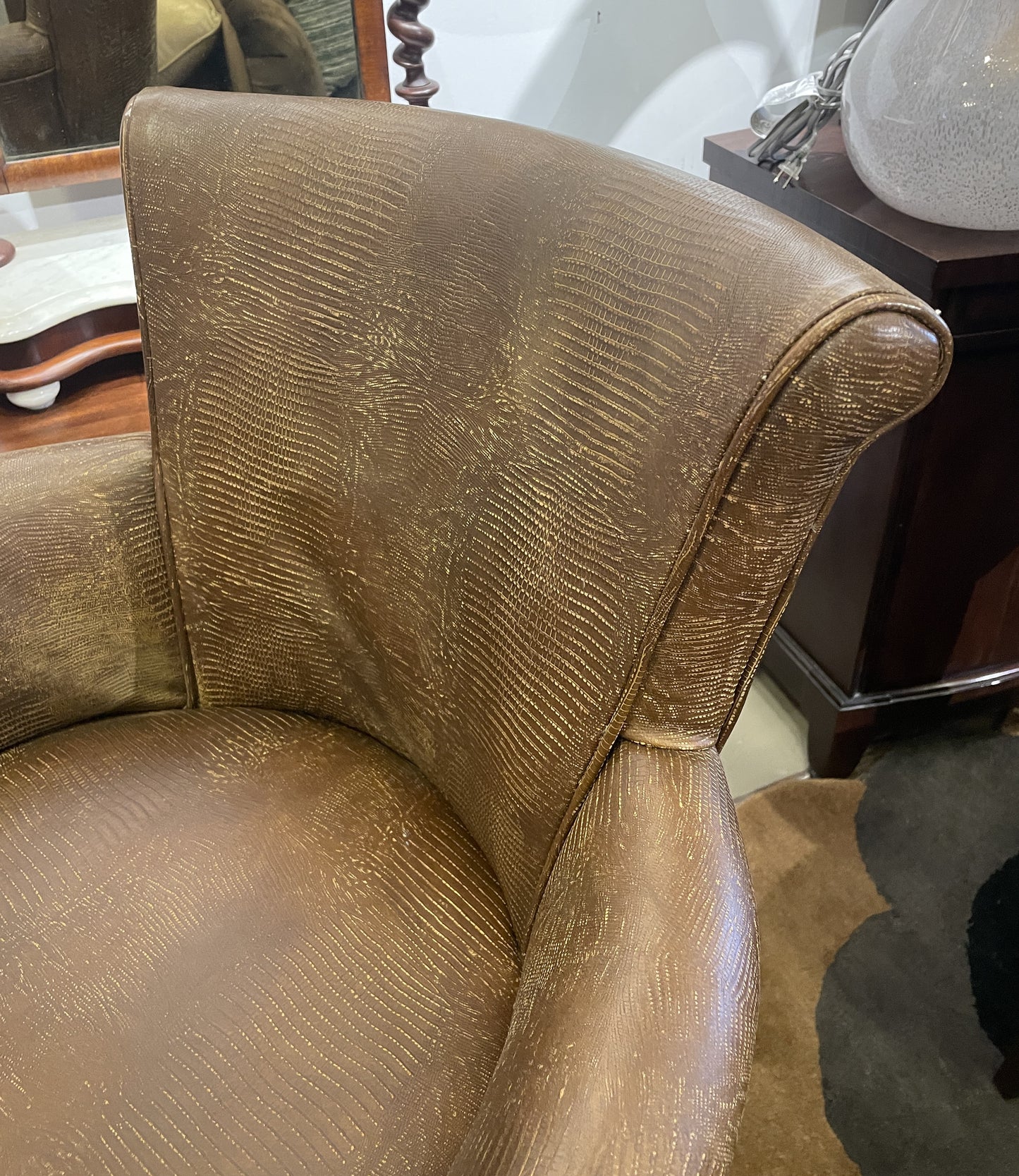 Century Leather Scroll Swivel Barstool (Five available 0N400J)