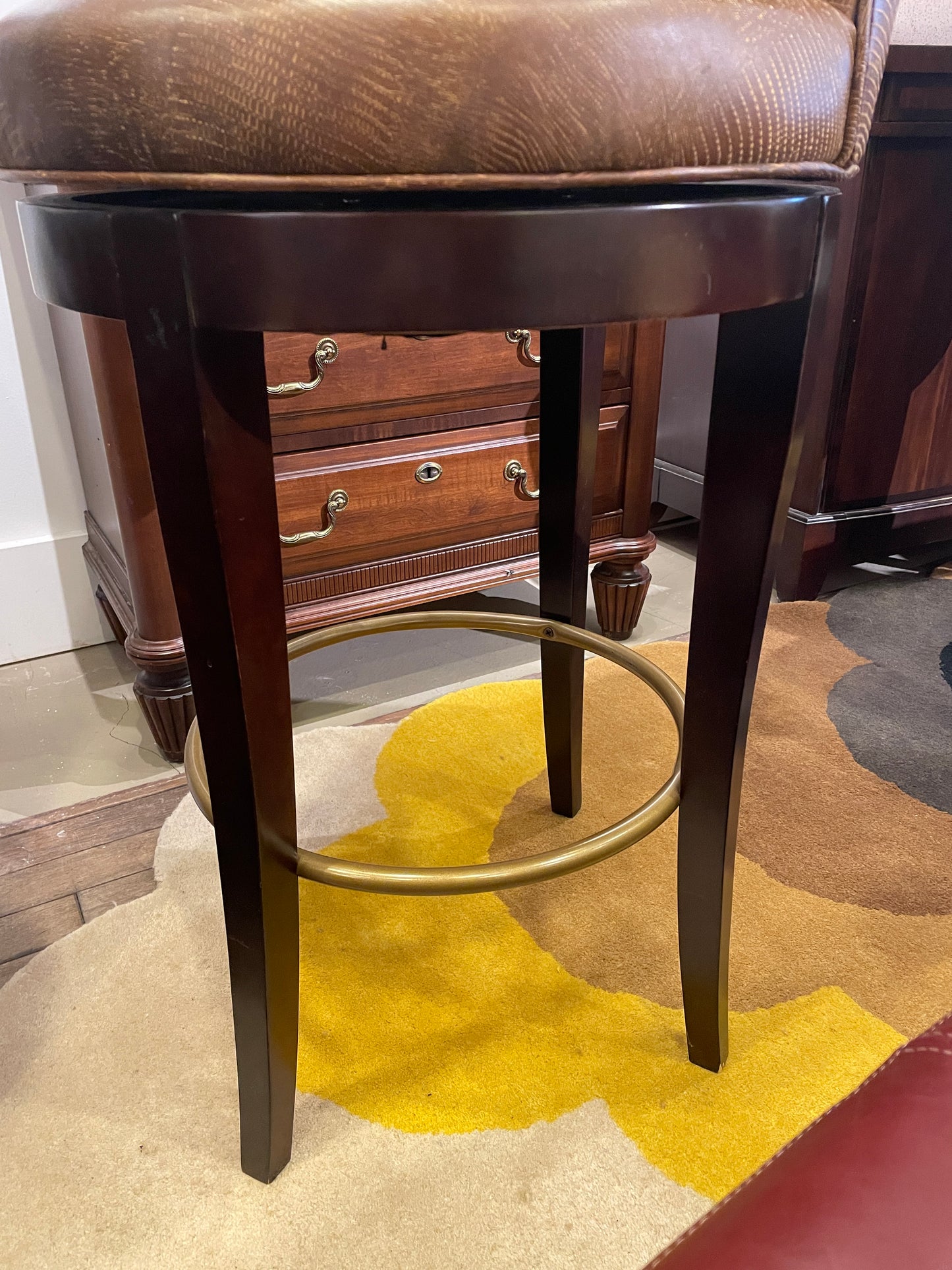 Century Leather Scroll Swivel Barstool (Five available 0N400J)