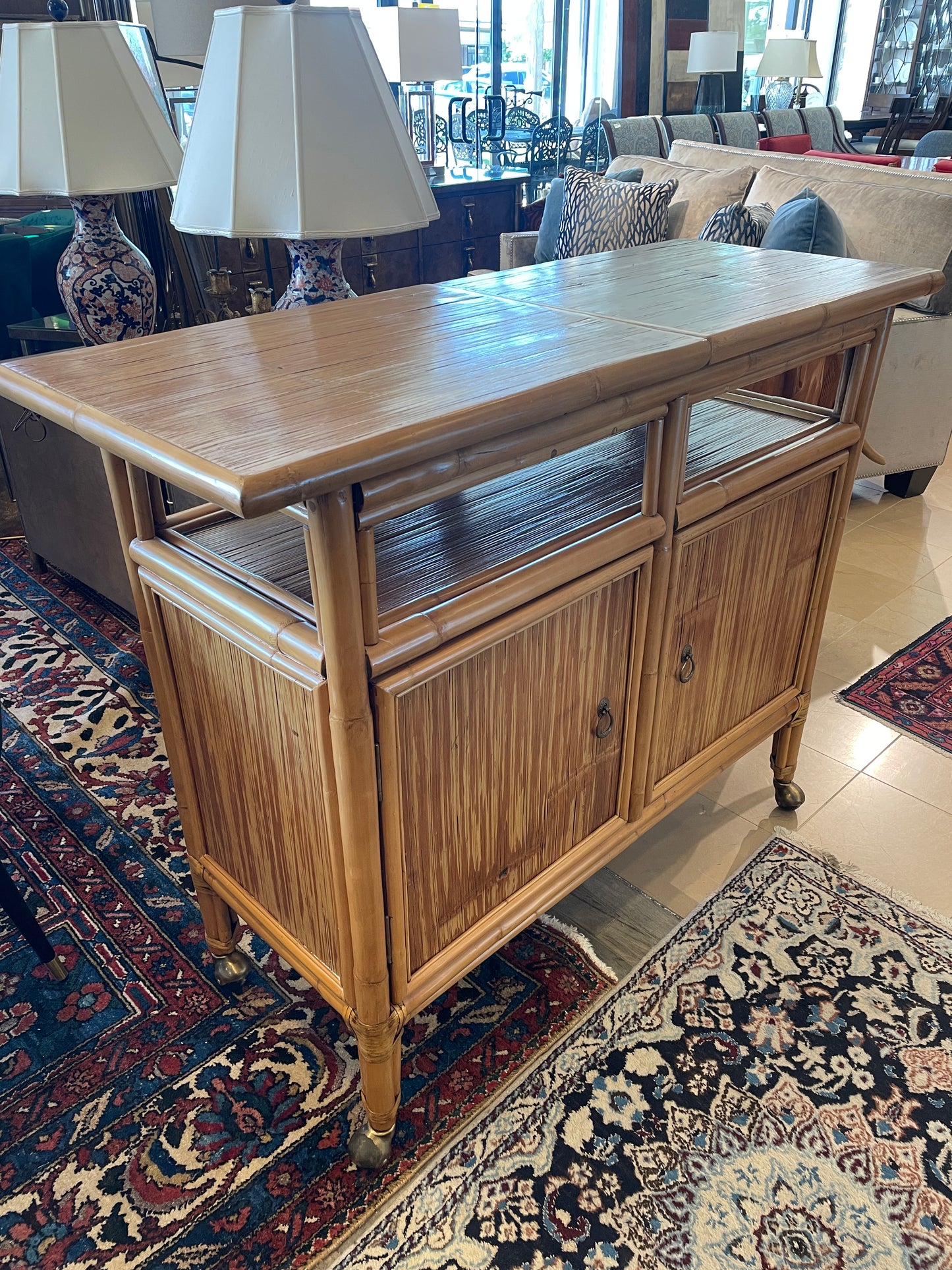 Vintage Rattan Bar Cart, AS IS (0N1001)