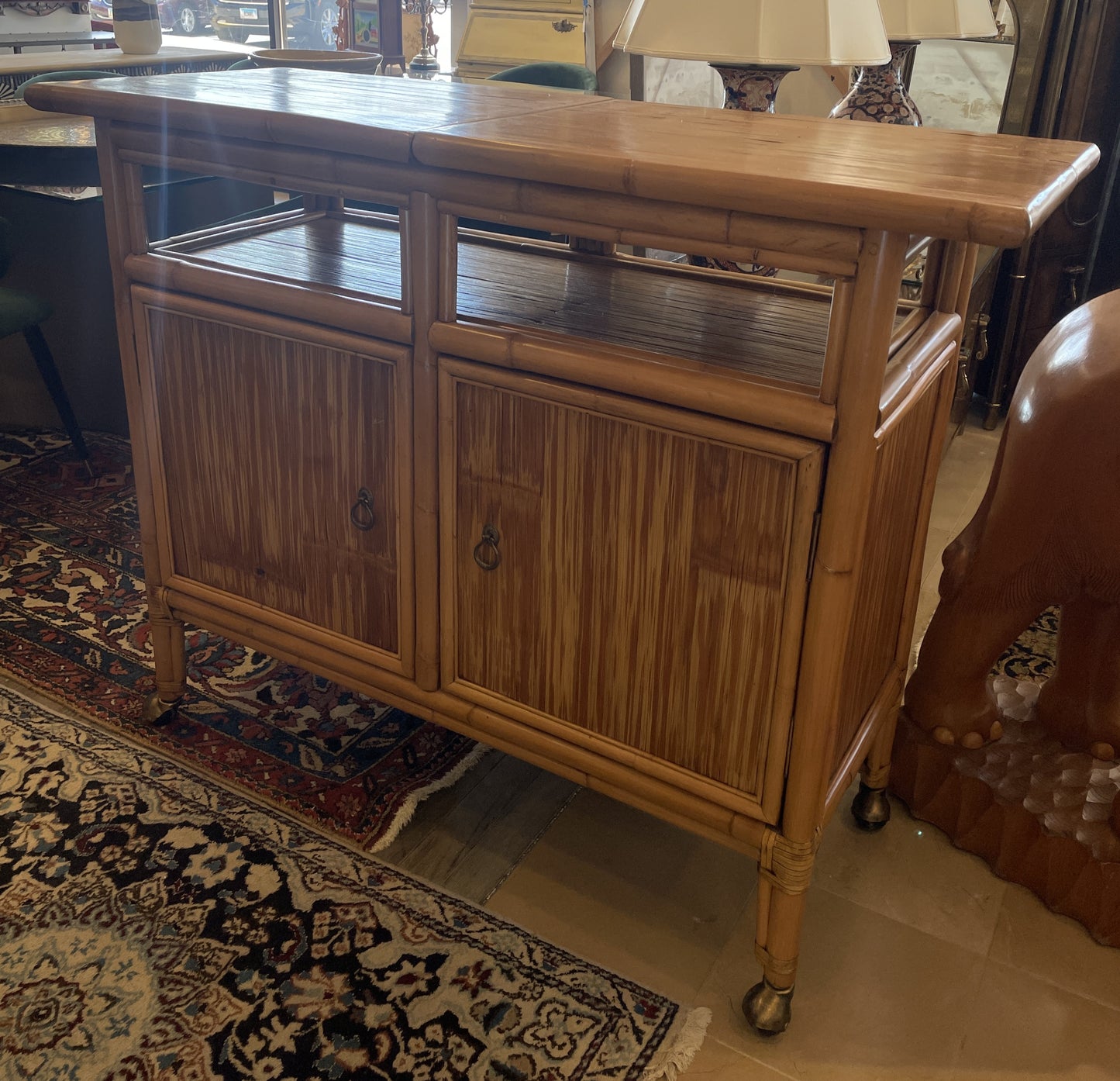 Vintage Rattan Bar Cart, AS IS (0N1001)