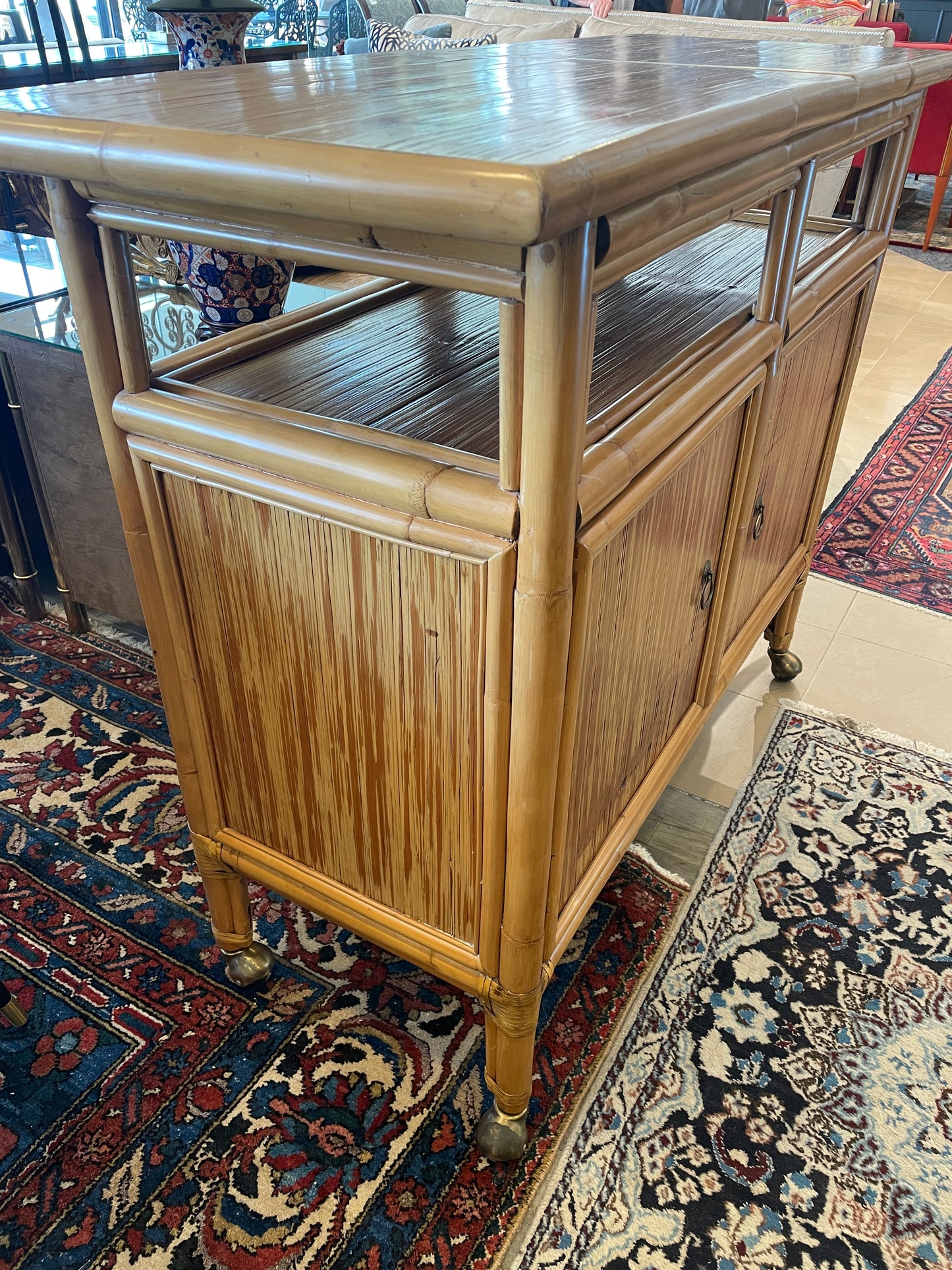 Vintage Rattan Bar Cart, AS IS (0N1001)