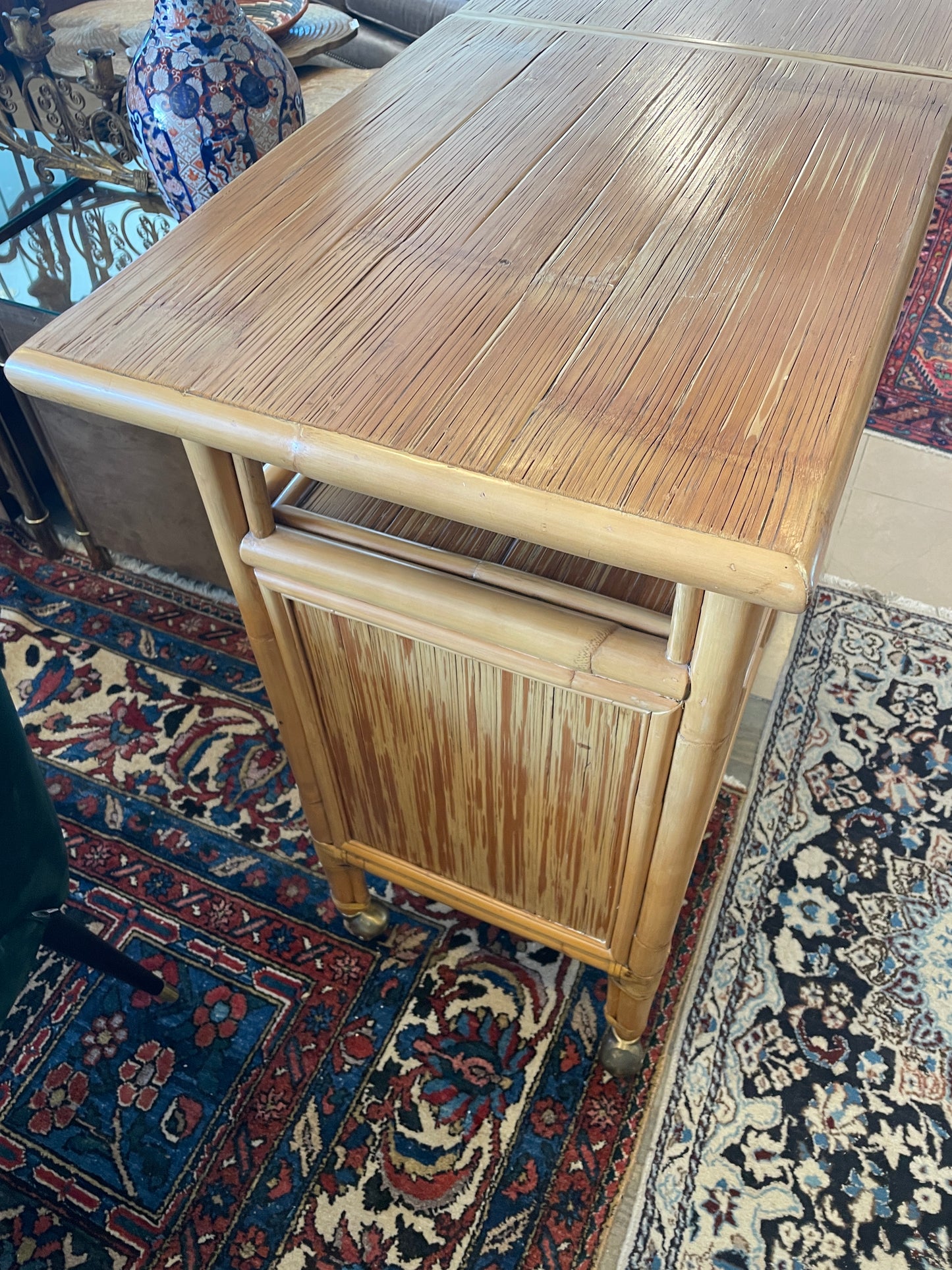 Vintage Rattan Bar Cart, AS IS (0N1001)