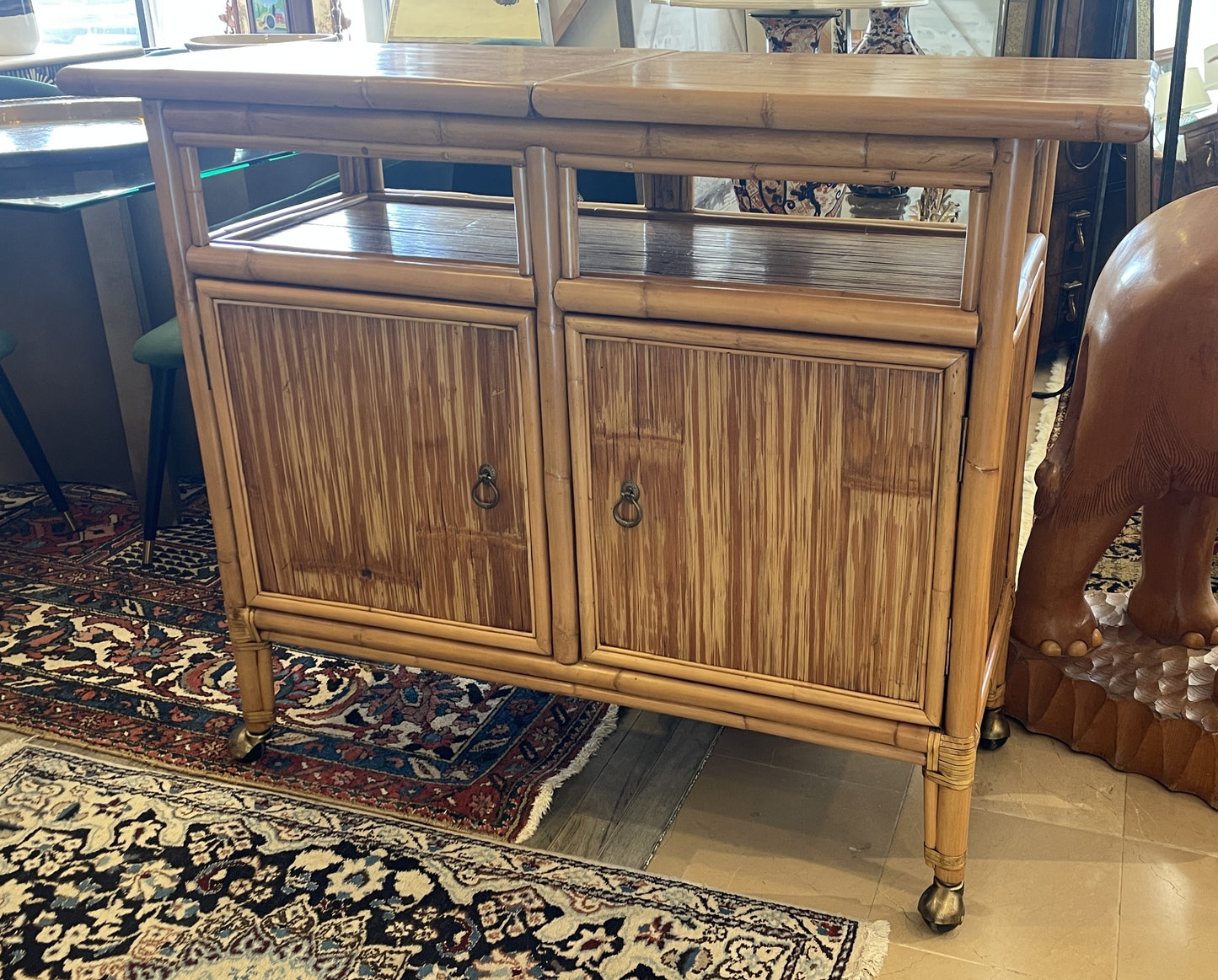 Vintage Rattan Bar Cart, AS IS (0N1001)