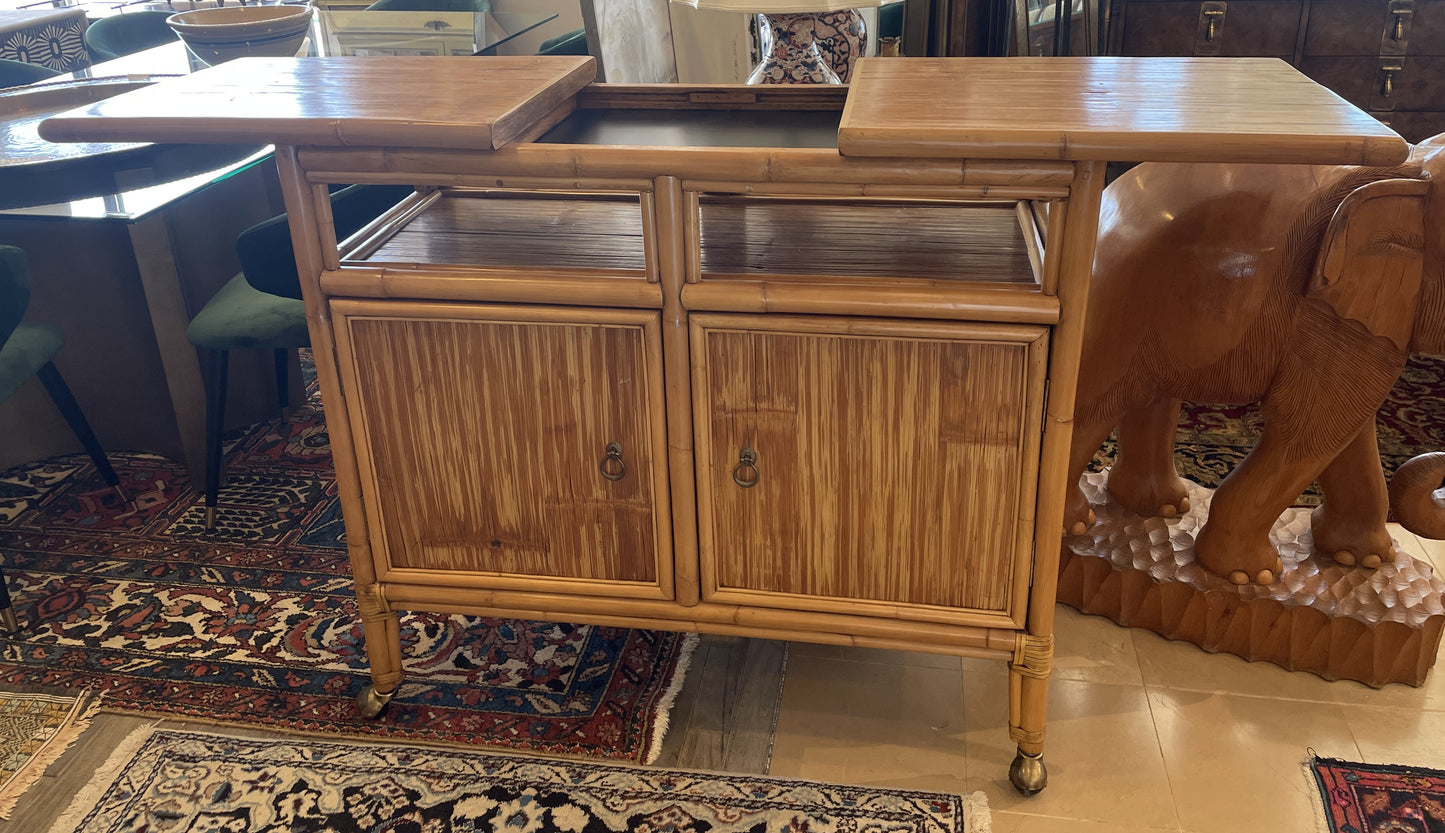 Vintage Rattan Bar Cart, AS IS (0N1001)