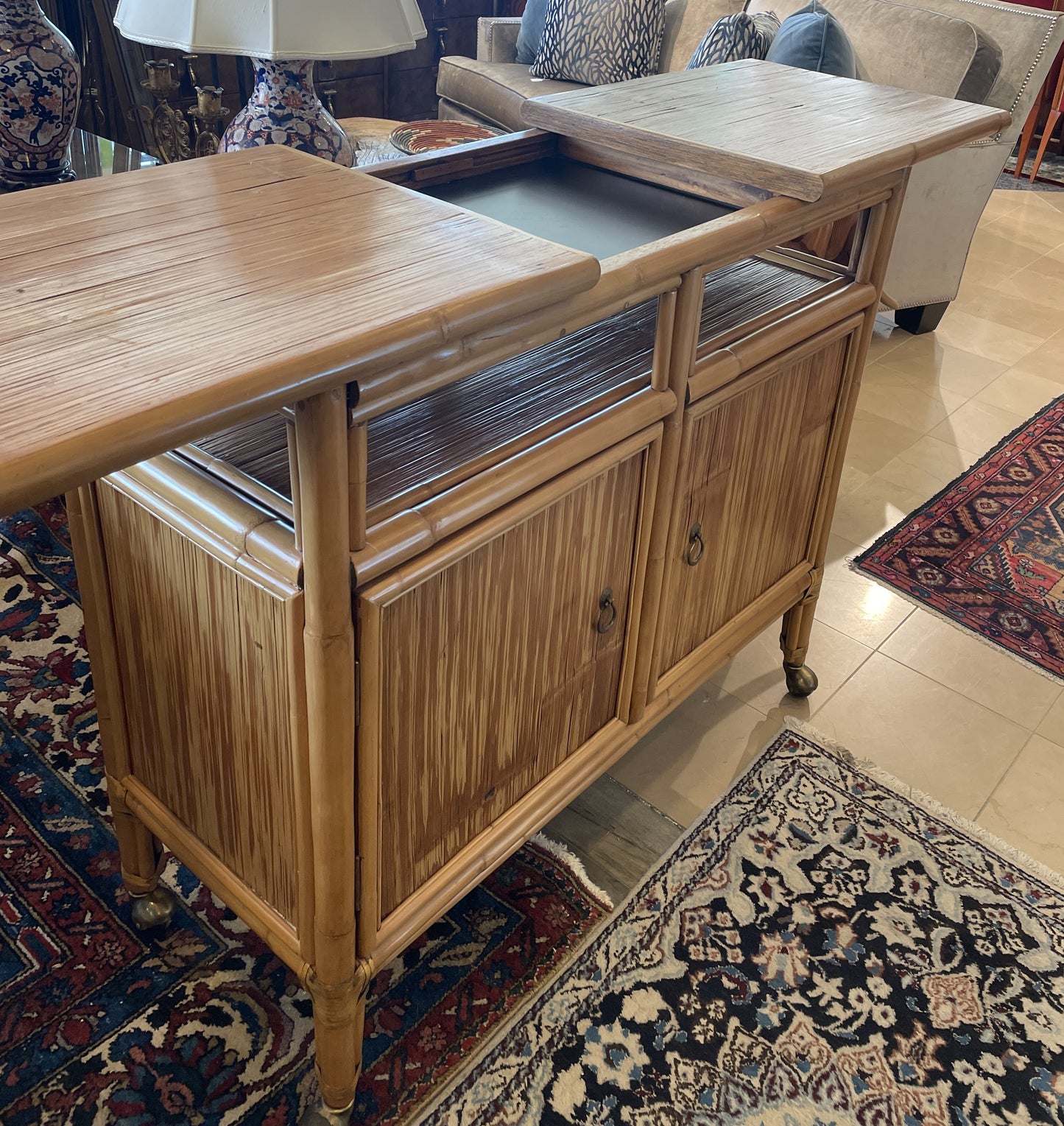 Vintage Rattan Bar Cart, AS IS (0N1001)