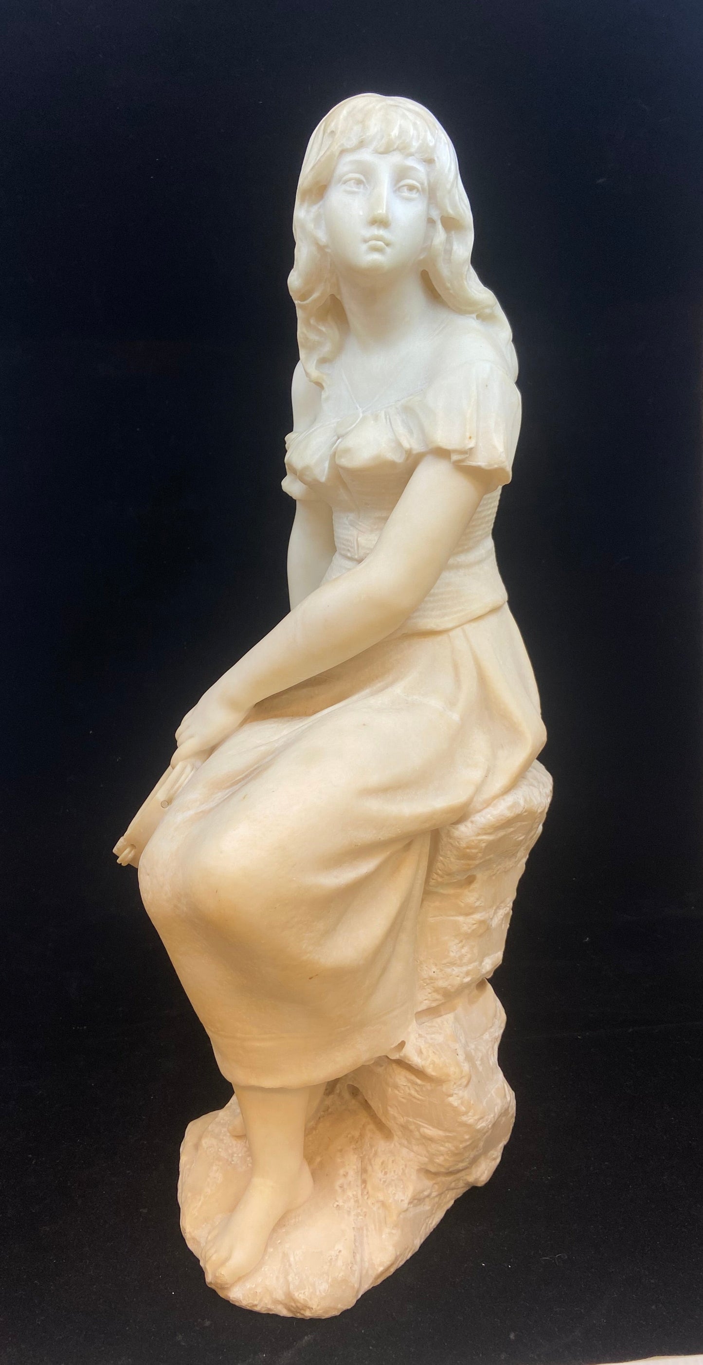 Alabaster Girl with Tambourine Statue (24176)