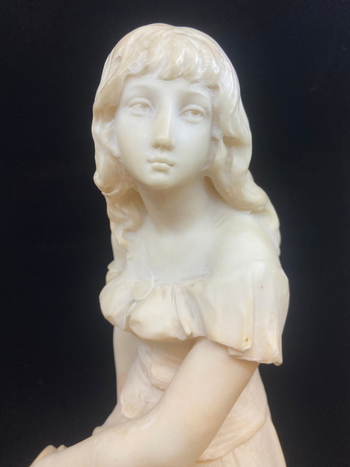 Alabaster Girl with Tambourine Statue