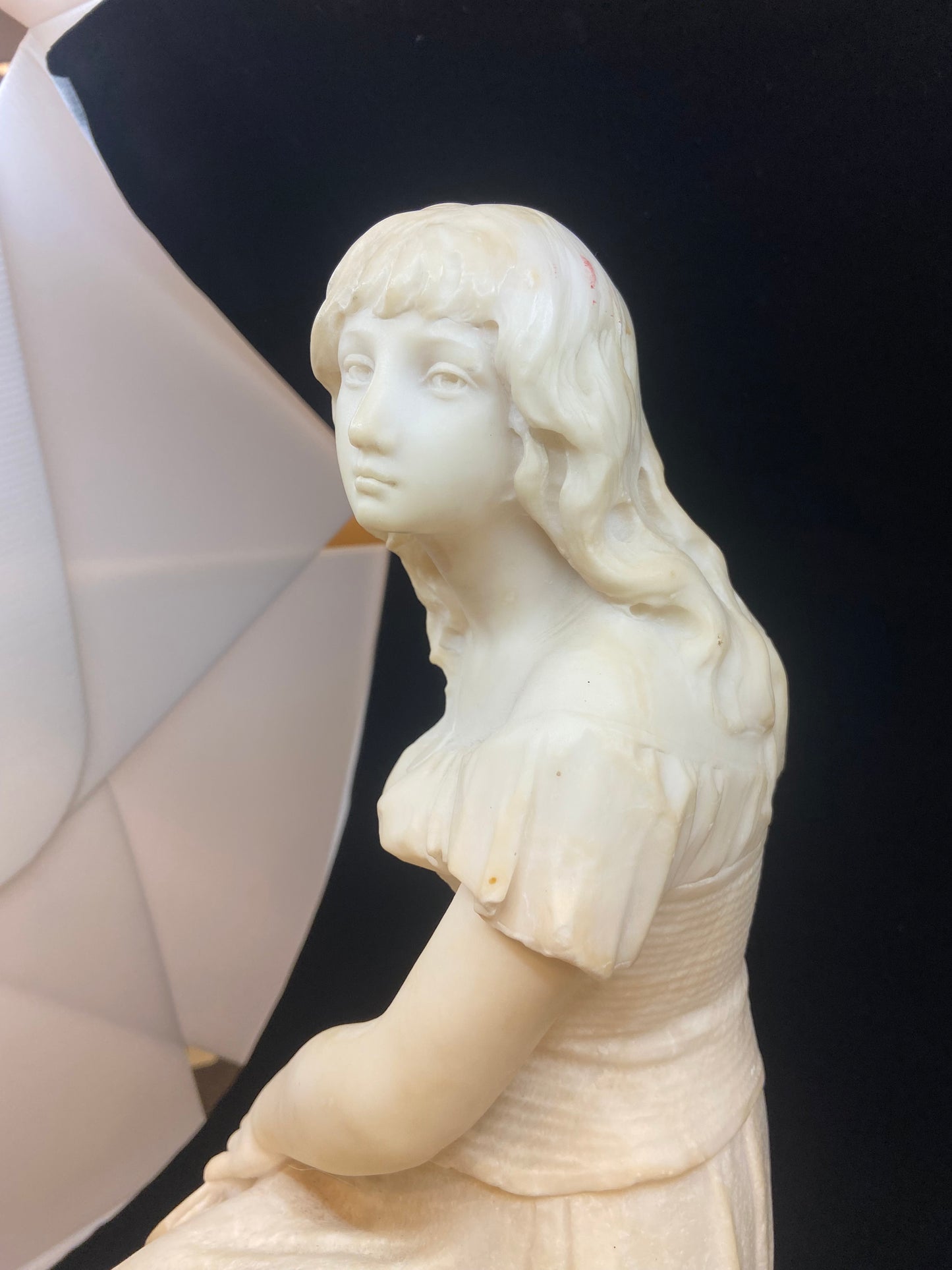 Alabaster Girl with Tambourine Statue