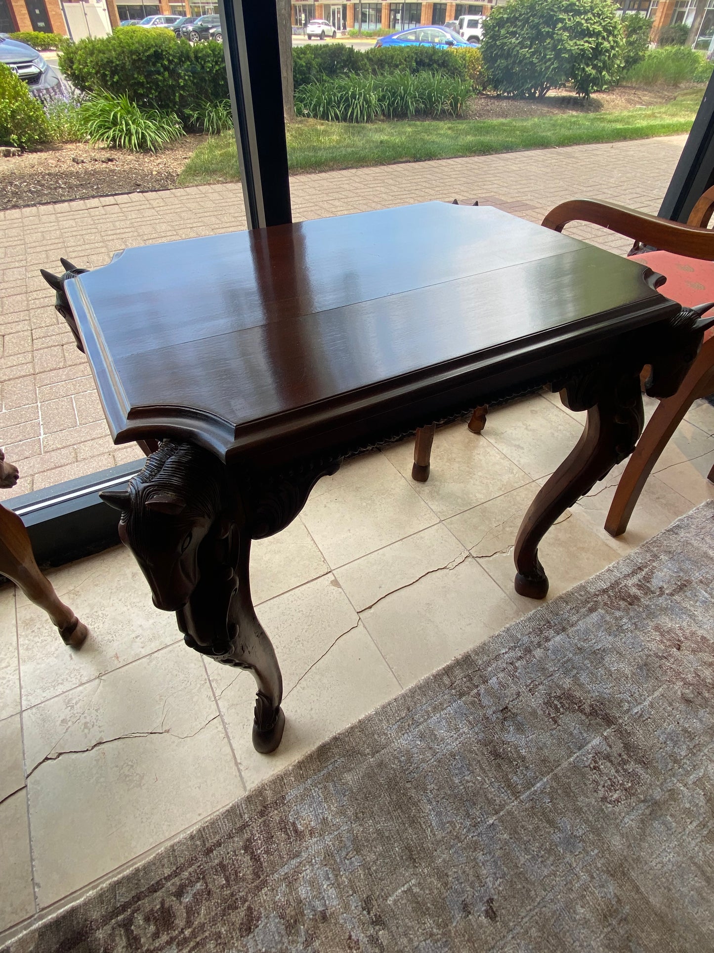 Carved Horse End Table (24172)