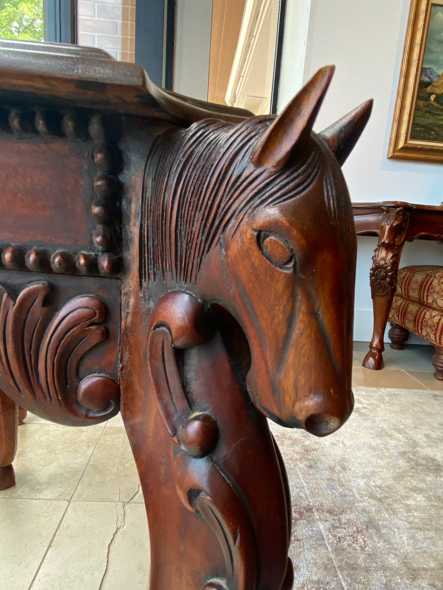 Carved Horse End Table (24172)