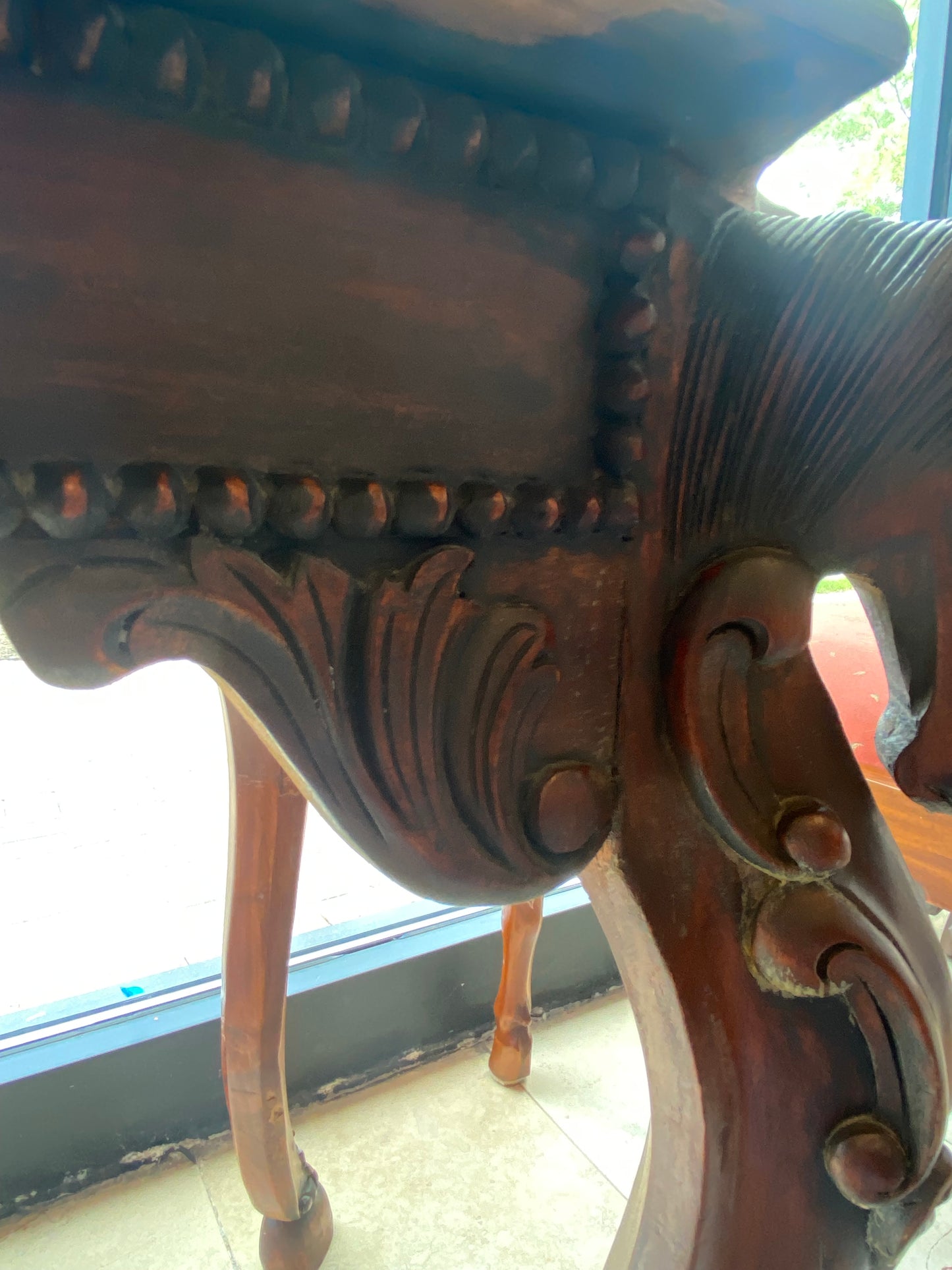Carved Horse End Table