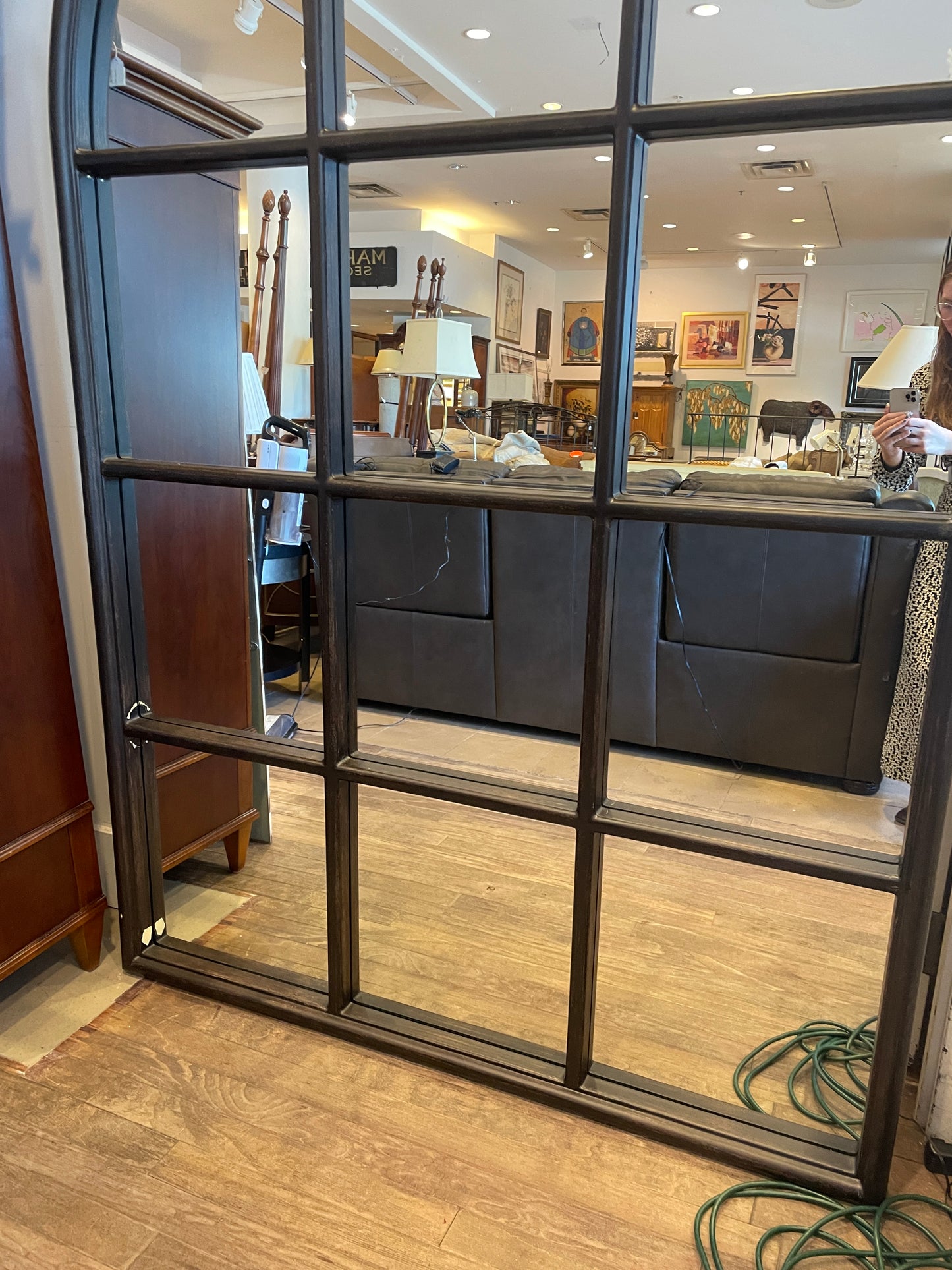 Extra Large Dome topped Paned Mirror, AS IS (01D01Y)