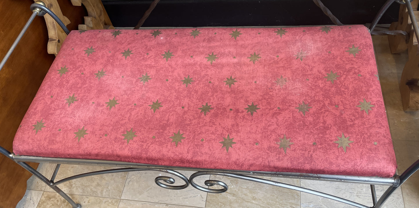 Vintage Iron Bench with Gold Sphere Finishes, AS IS (0IU008)