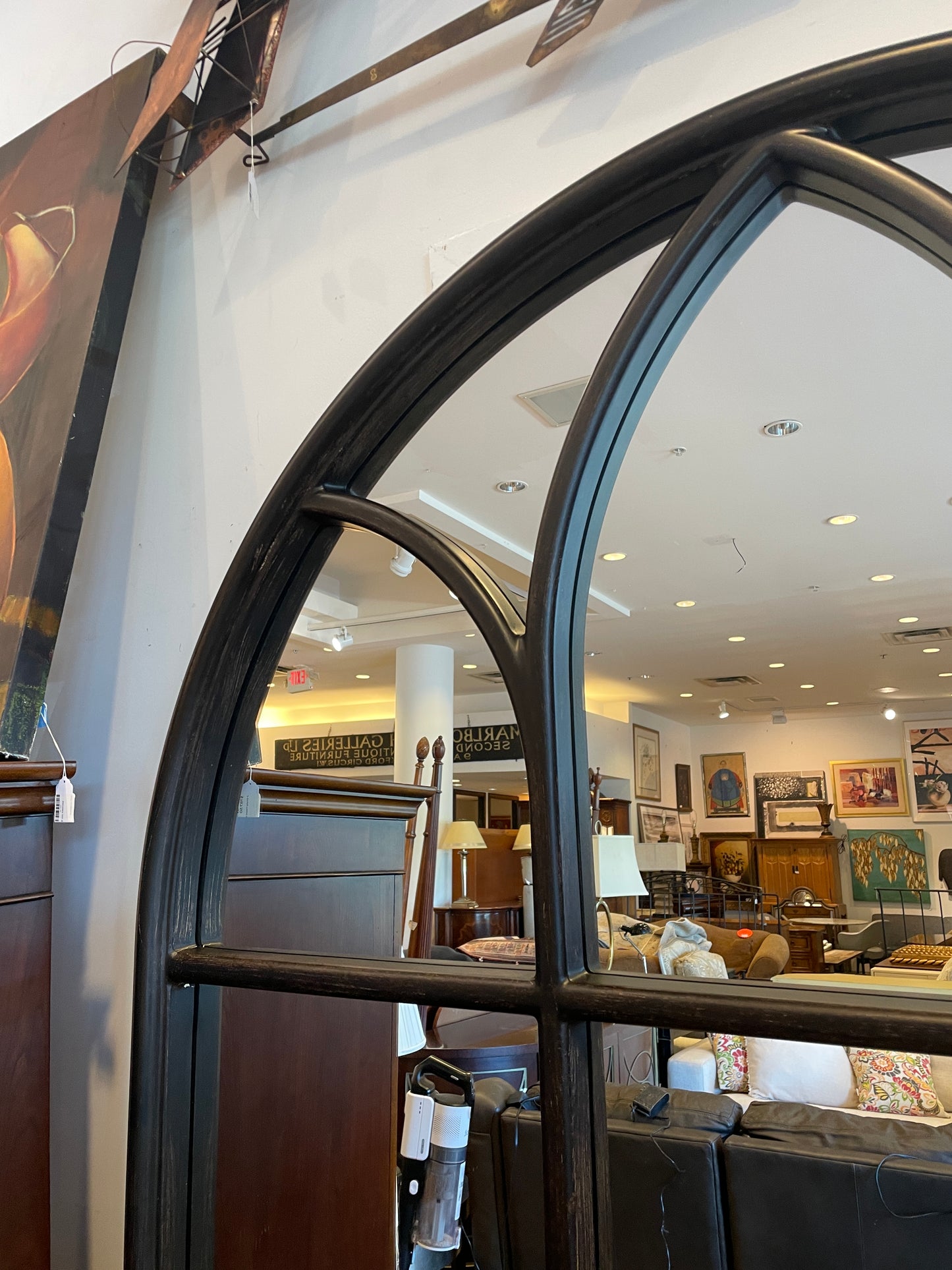 Extra Large Dome topped Paned Mirror, AS IS (01D01Y)