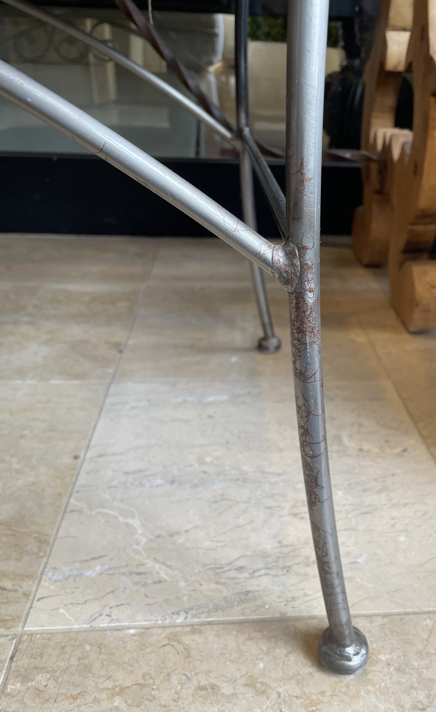 Vintage Iron Bench with Gold Sphere Finishes, AS IS (0IU008)