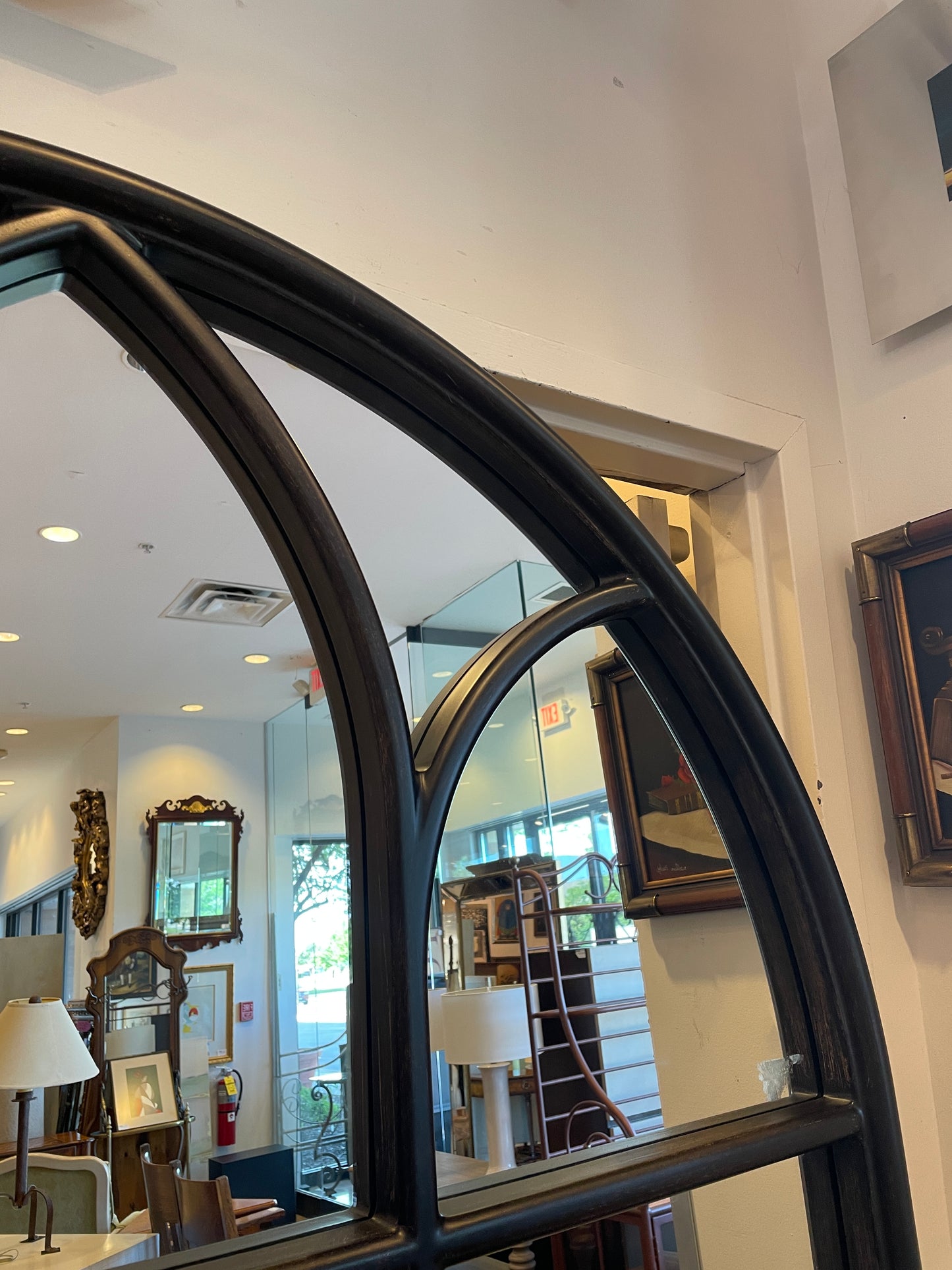 Extra Large Dome topped Paned Mirror, AS IS (01D01Y)