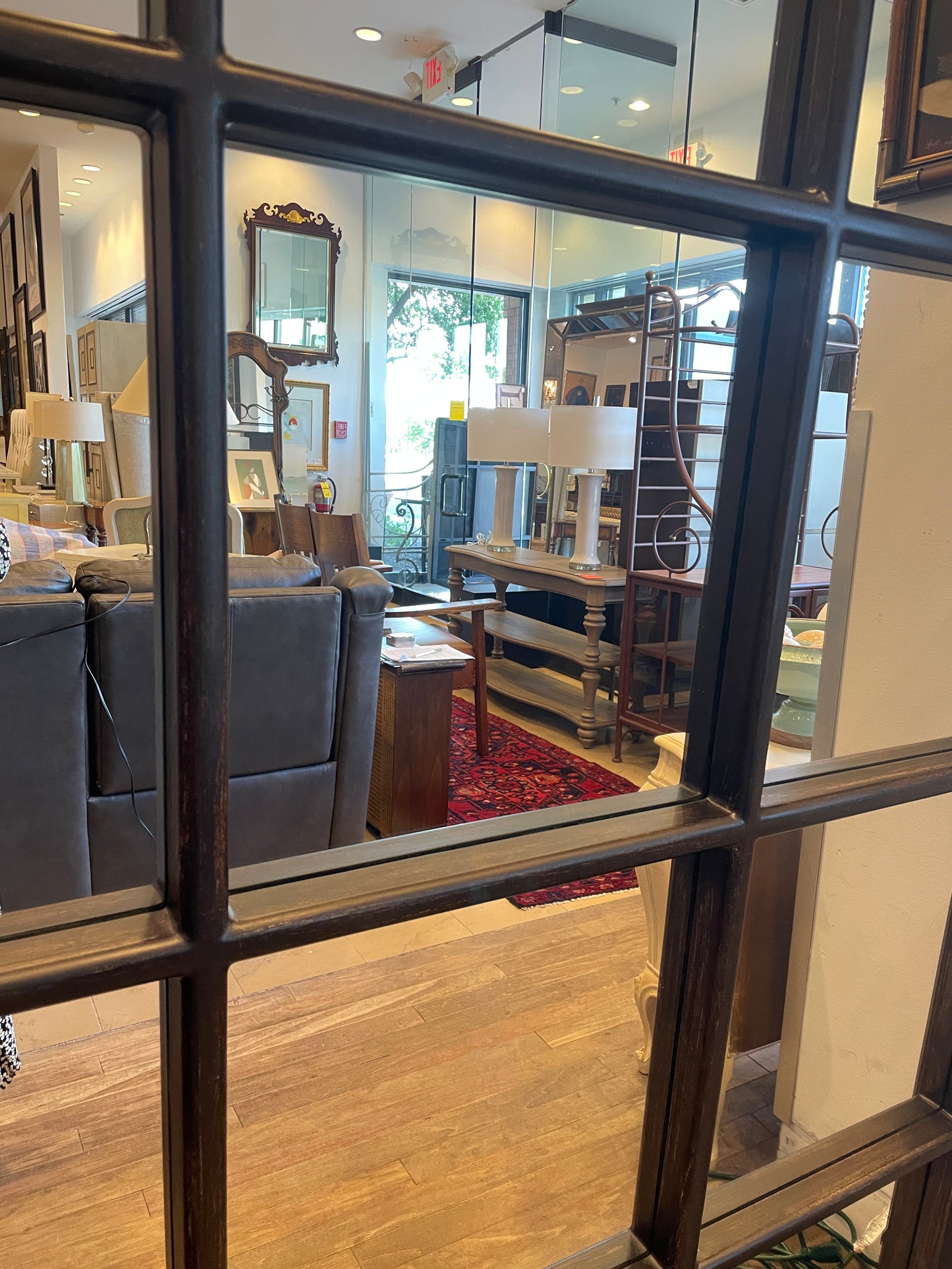 Extra Large Dome topped Paned Mirror, AS IS (01D01Y)