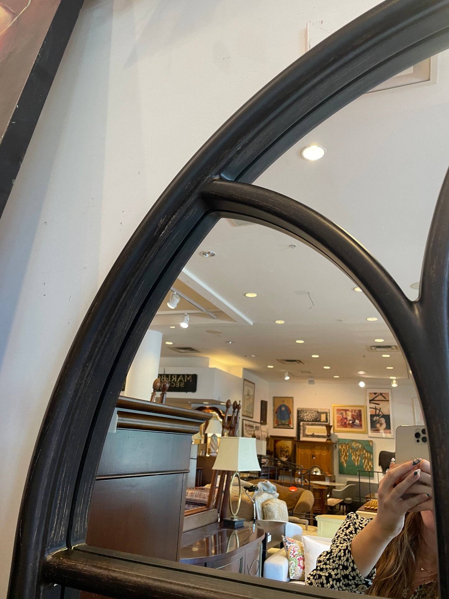 Extra Large Dome topped Paned Mirror, AS IS (01D01Y)