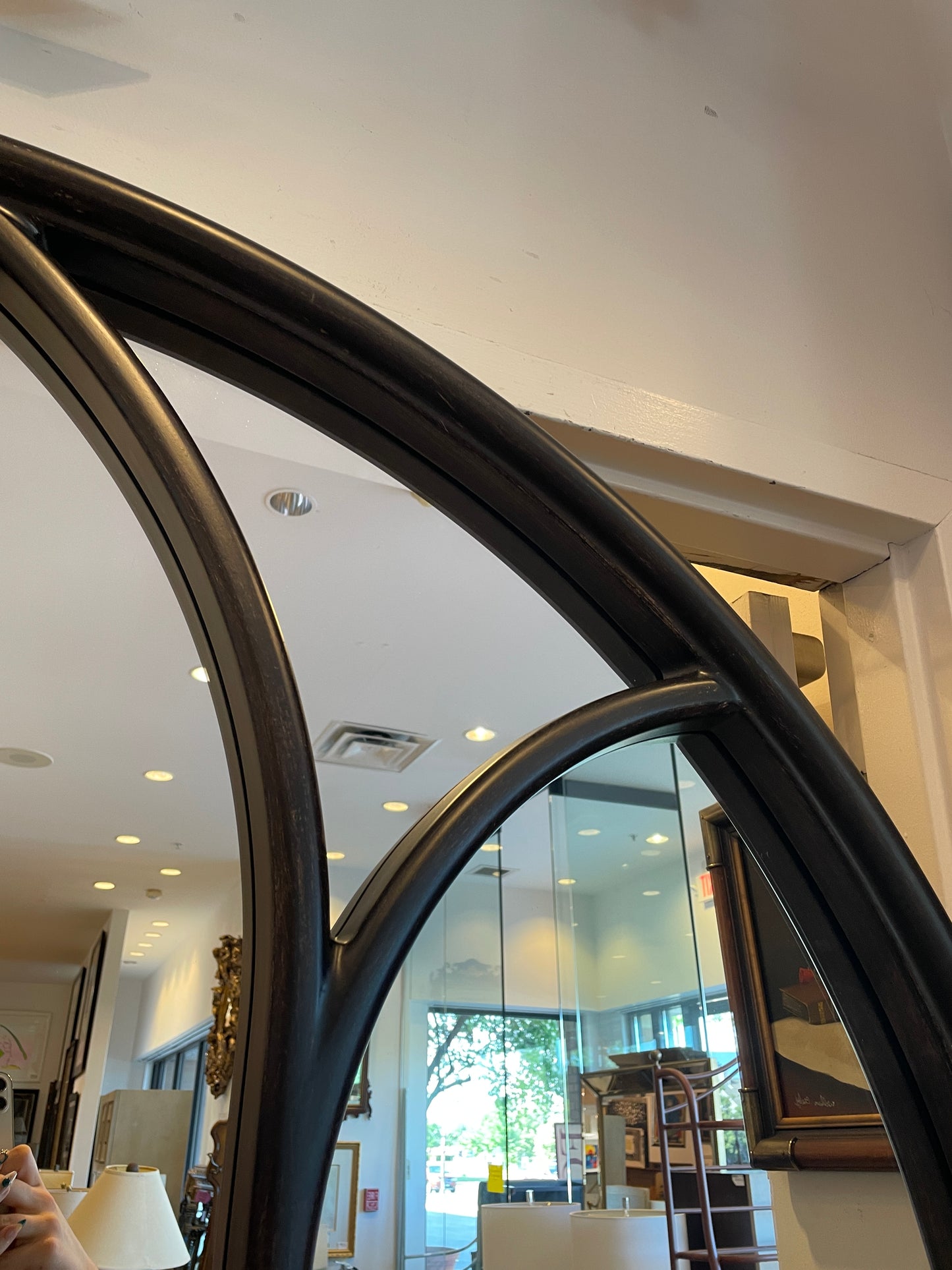Extra Large Dome topped Paned Mirror, AS IS (01D01Y)