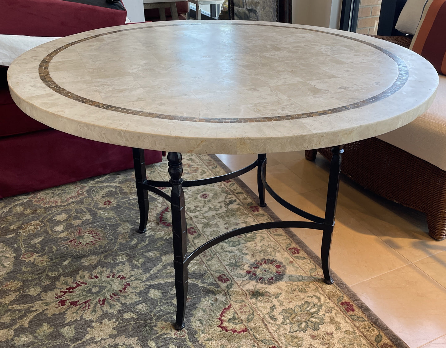 Faux Stone Top Round Dining Table (0N2004)