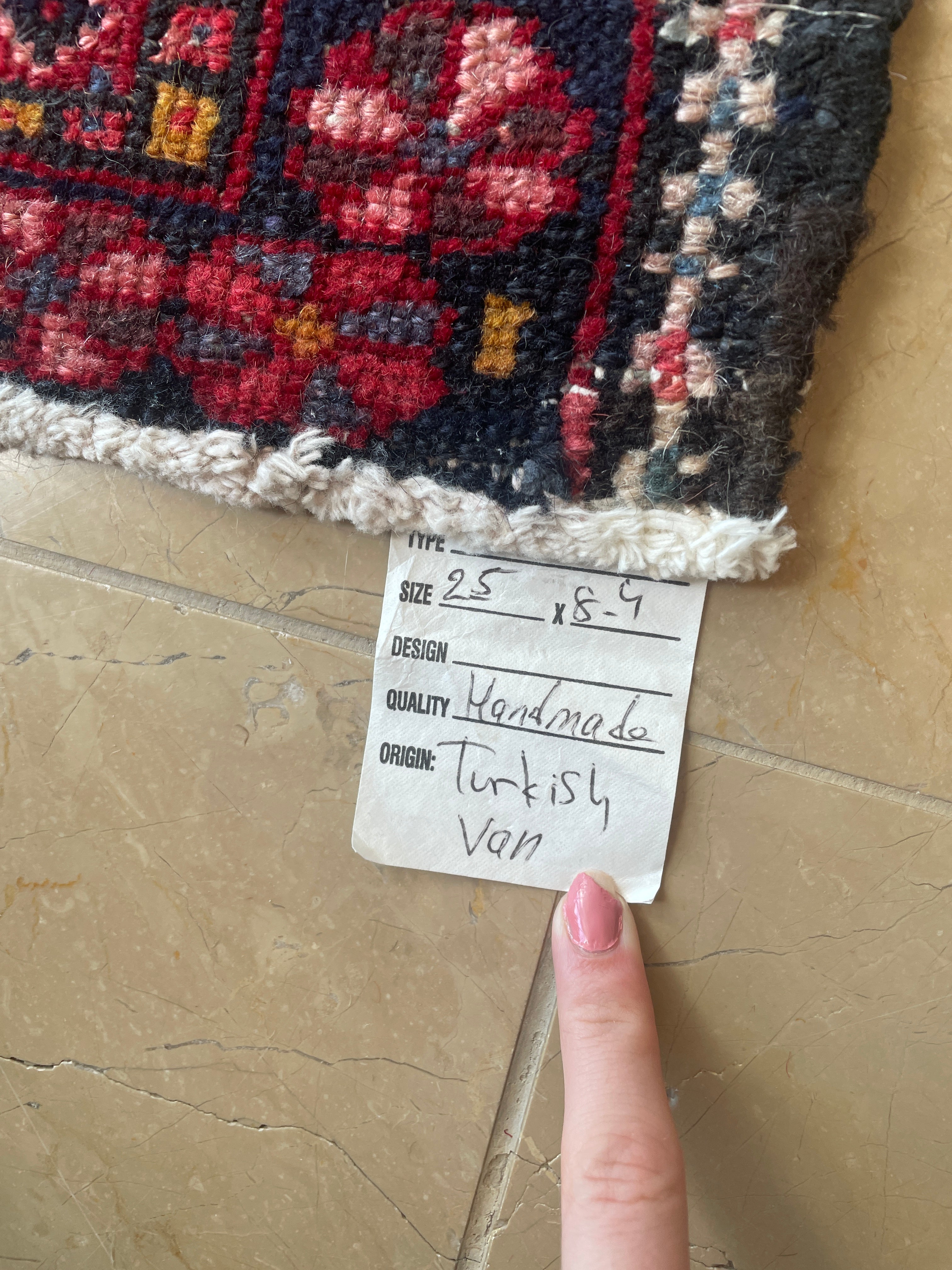Handknotted Wool 2.5 X 8.5 Turkish Runner, Reds and Blues