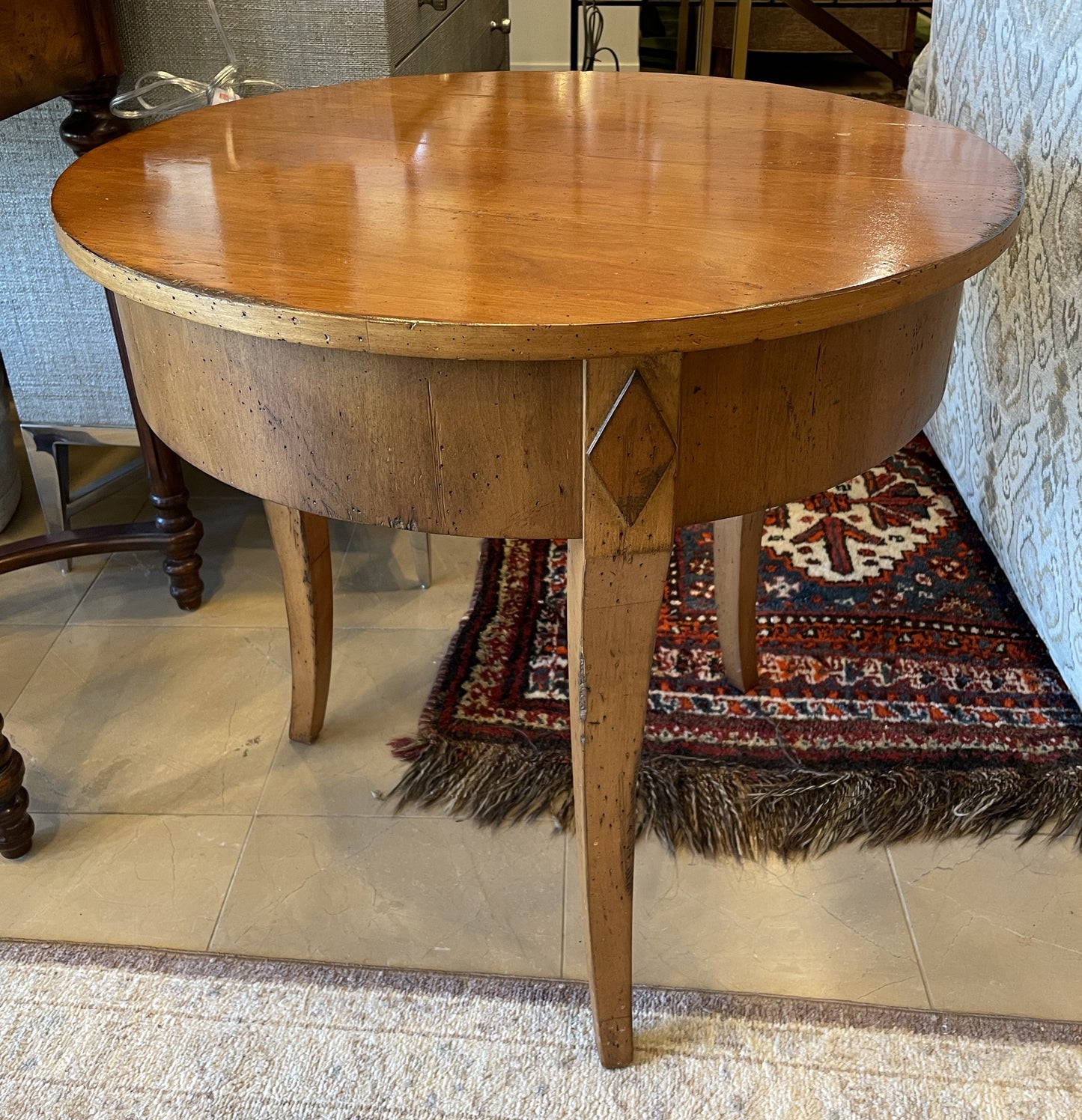 Fruitwood Round End Table, AS IS (0N6005)