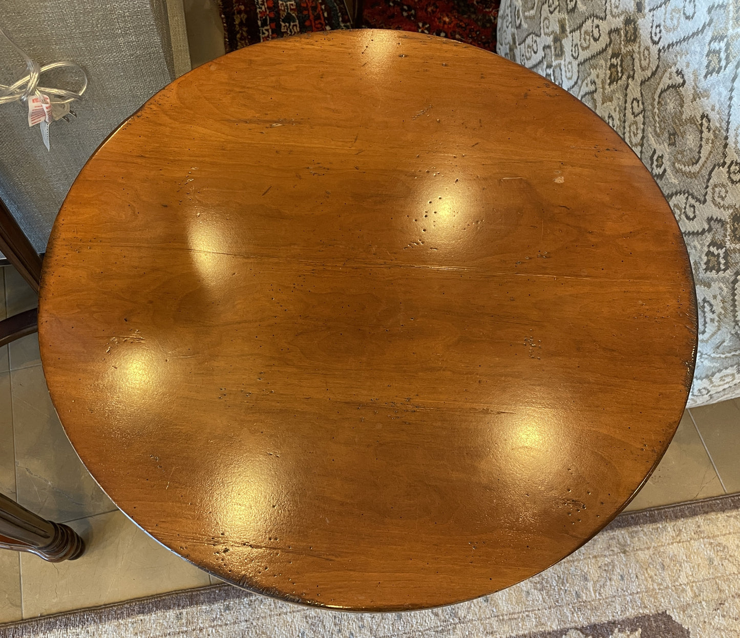 Fruitwood Round End Table, AS IS (0N6005)