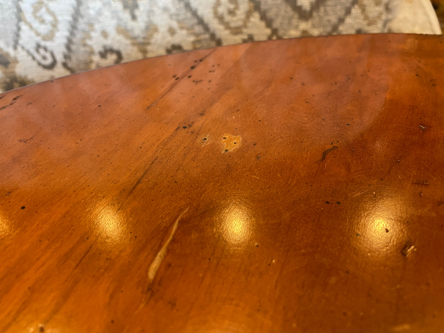 Fruitwood Round End Table, AS IS (0N6005)