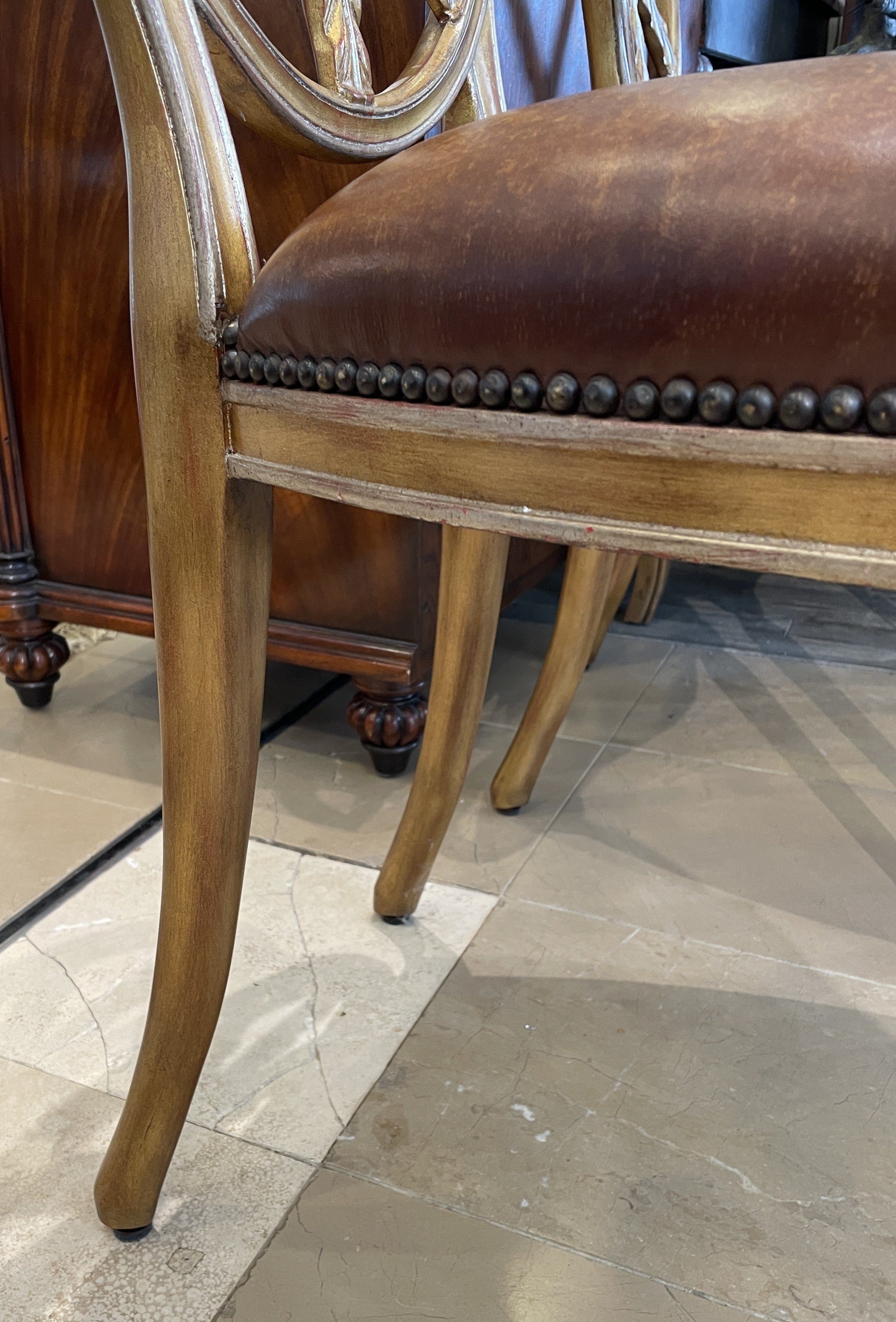 Theodore Alexander Hollywood Regency Gilt Music Chair (Two